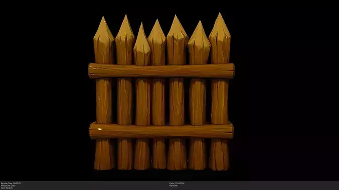 Stylized Defense Palisade Fence Game Ready - AI