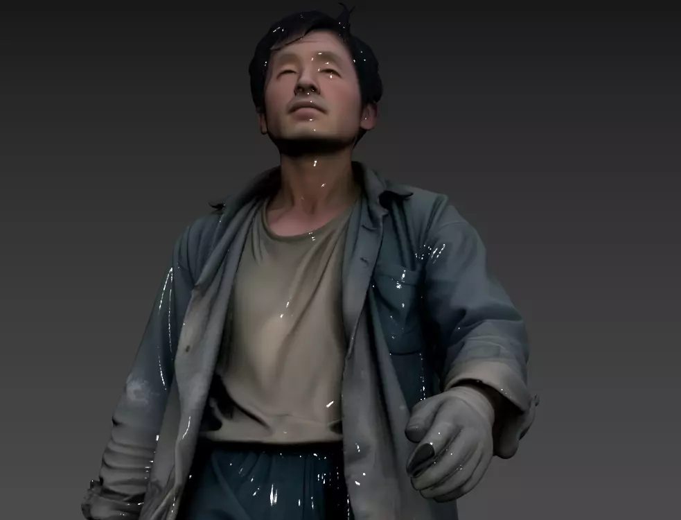 65- Chinese Style Scene -90s Dust covered Migrant Workers 3D model