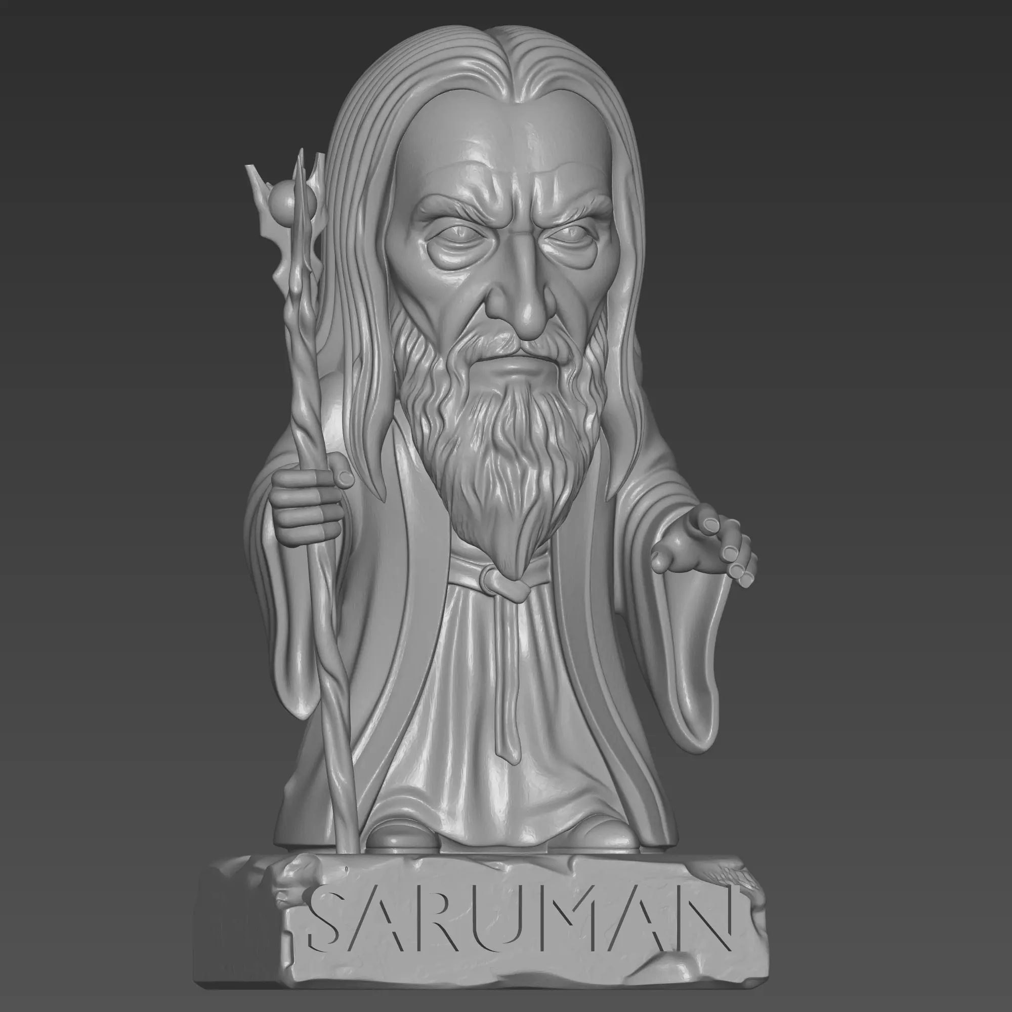 Saruman Wizard 3D STL-LOTR Inspired Stylized Figurine 3D print model
