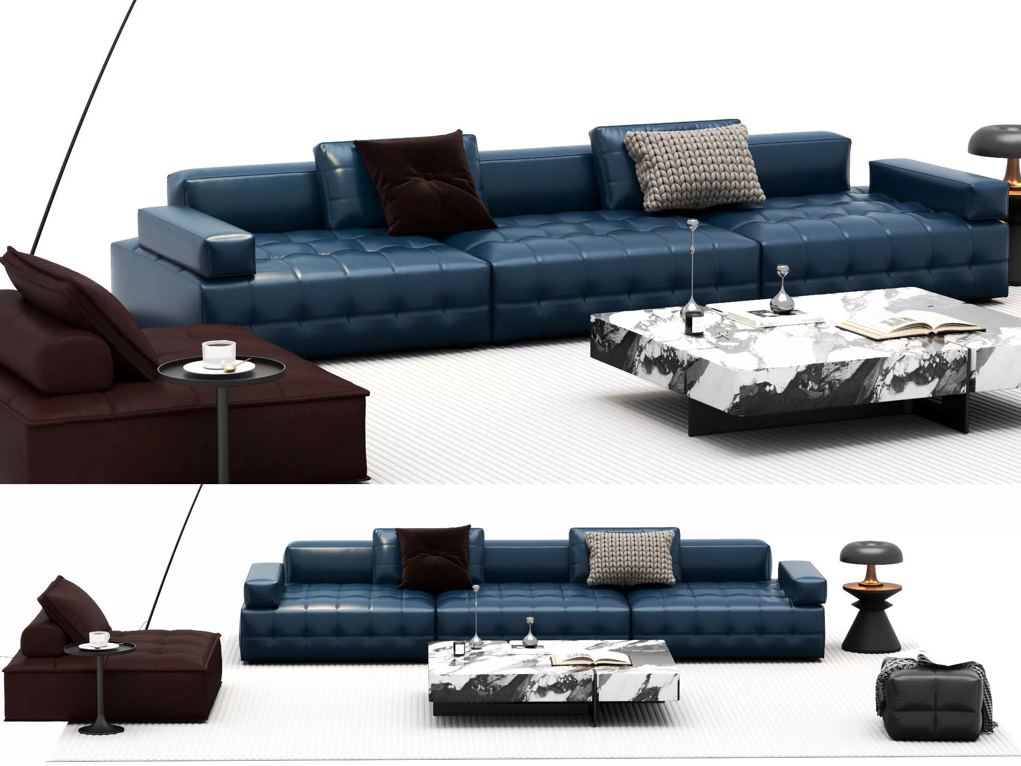 Modern Genuine Leather Sofa Low-poly 3D model
