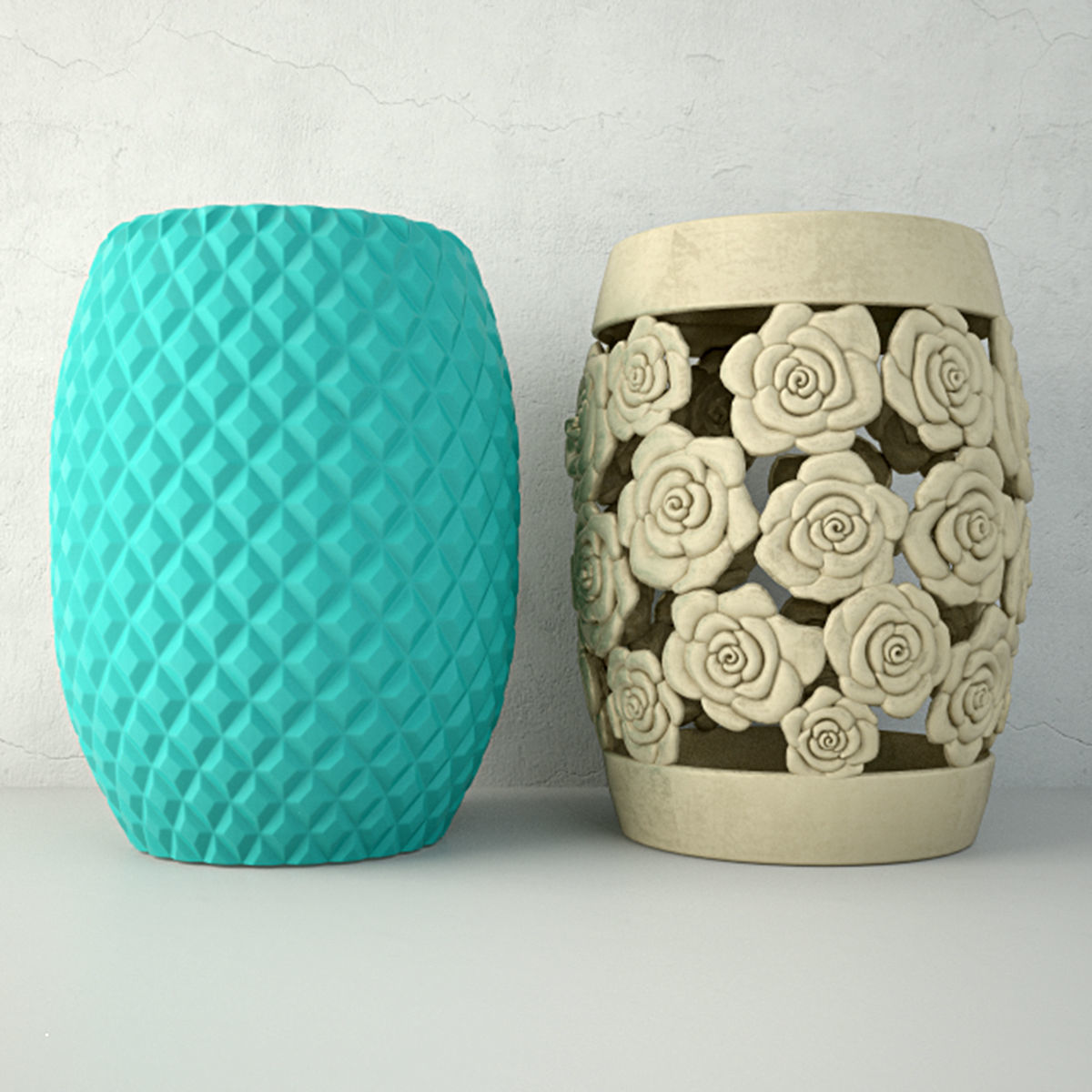 Garden Stools 2 3D model_1