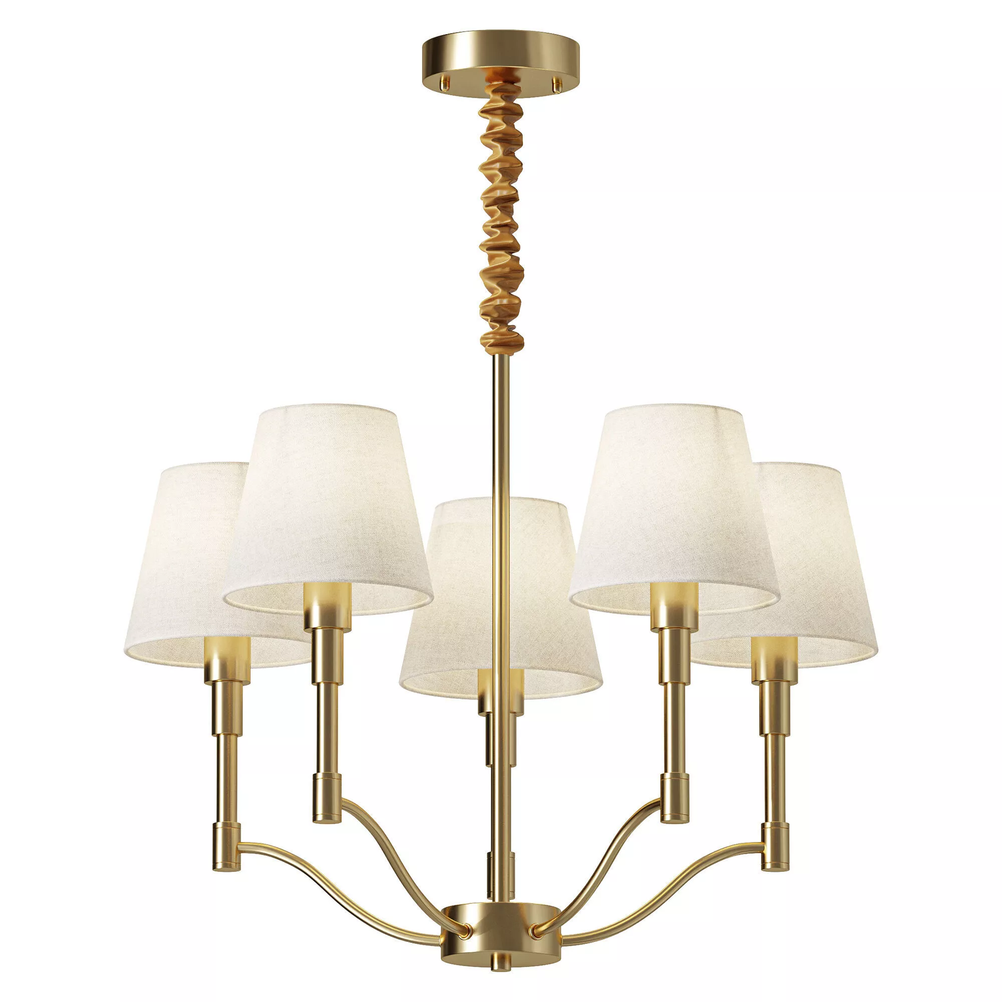 Meridian Mid Century Brass Chandelier 5 heads 3D model