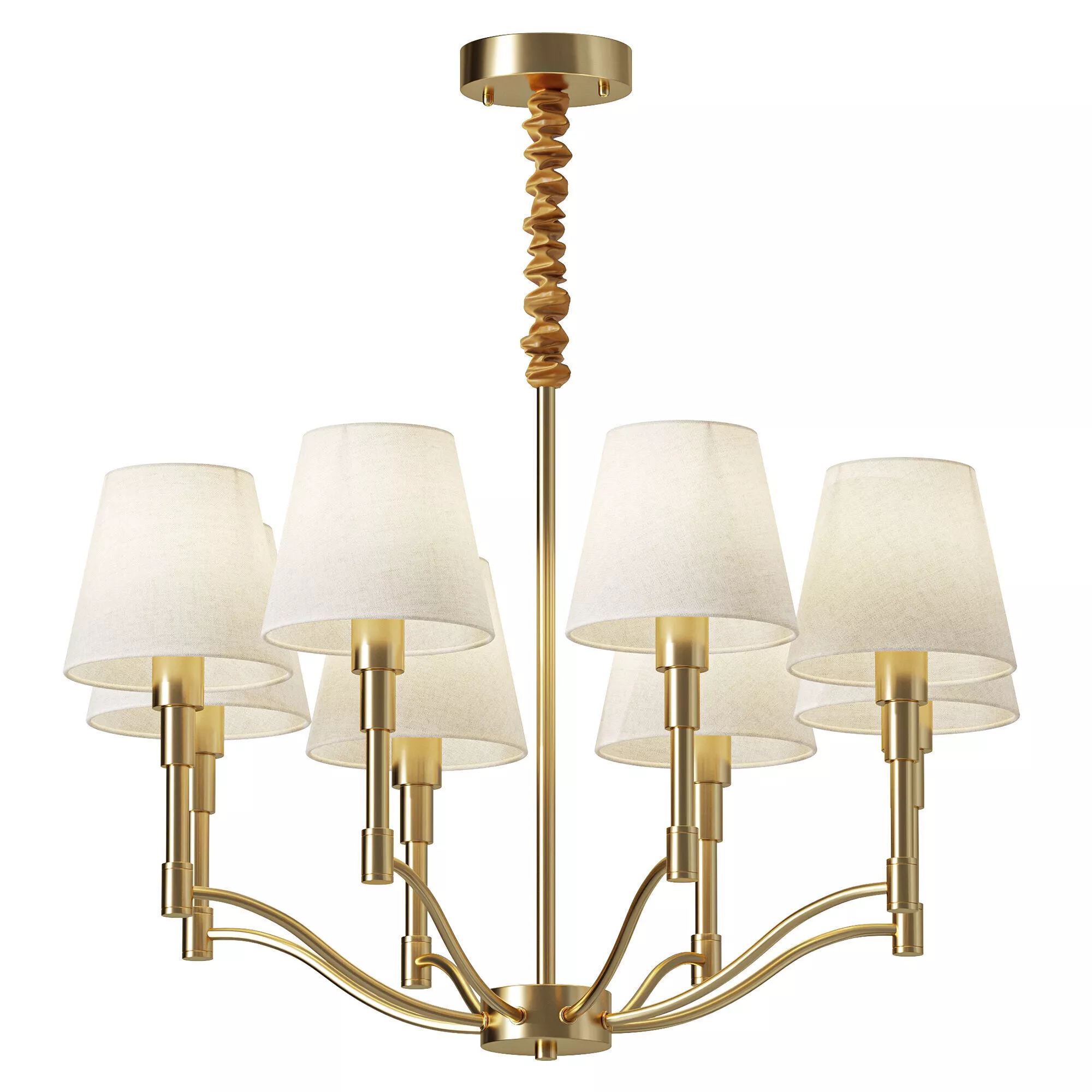 Meridian Mid Century Brass Chandelier 8 heads 3D model