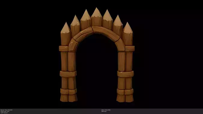 Stylized Defense Palisade Gate Game Ready - AI