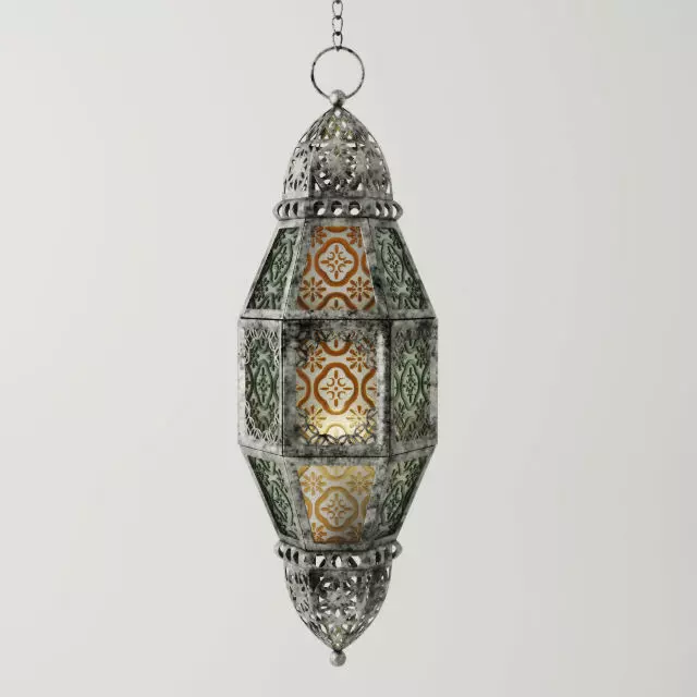 Metal Moroccan Lantern 3D model_0