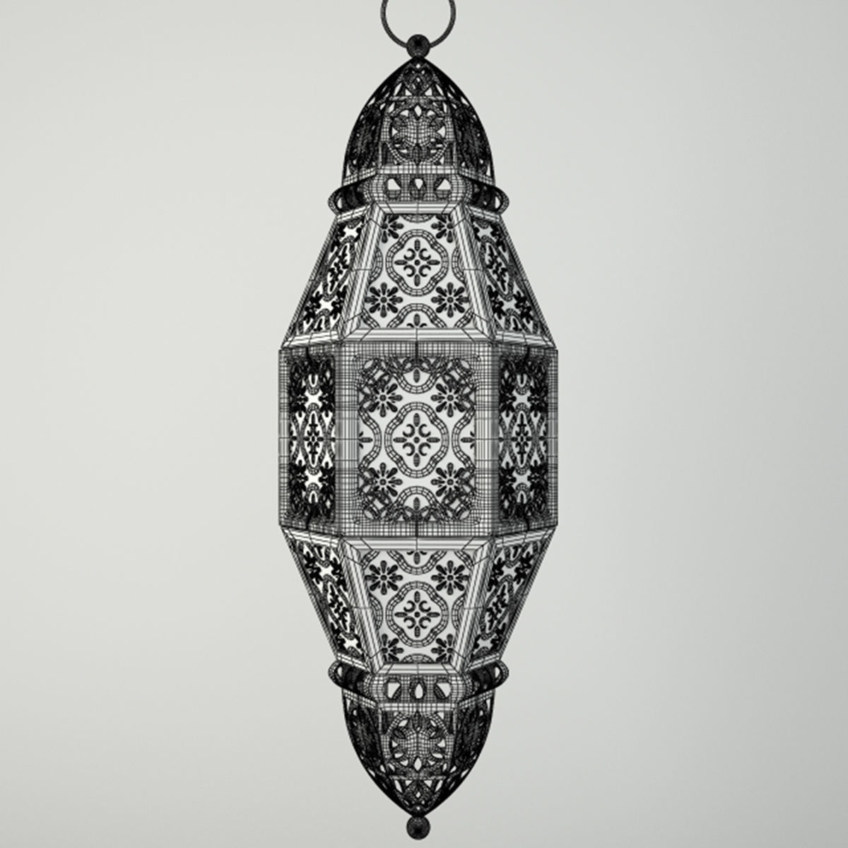 Metal Moroccan Lantern 3D model_4