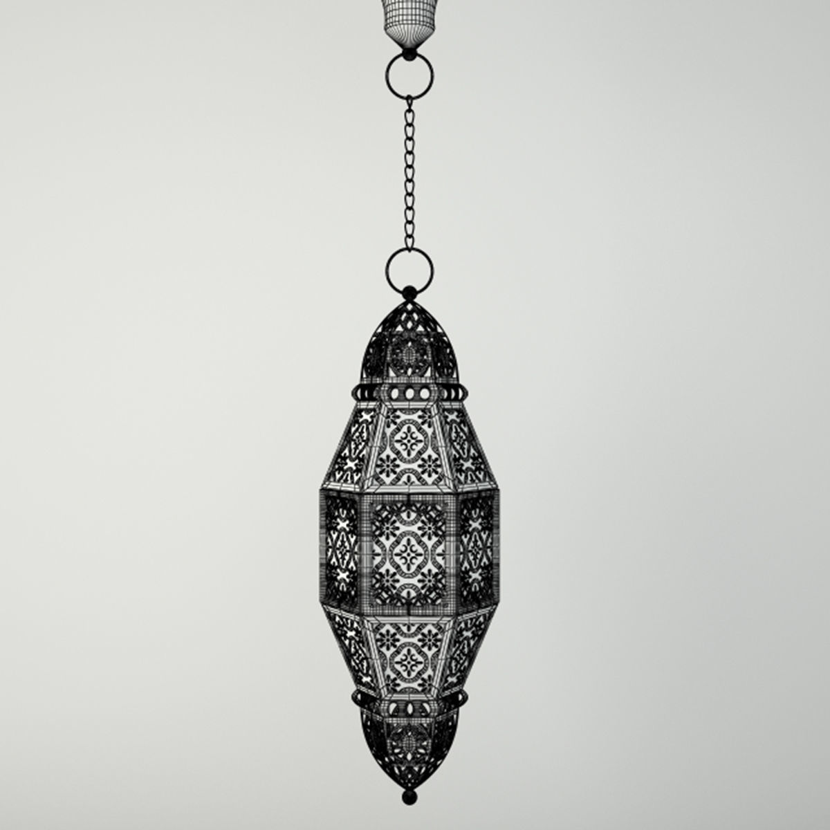 Metal Moroccan Lantern 3D model_2