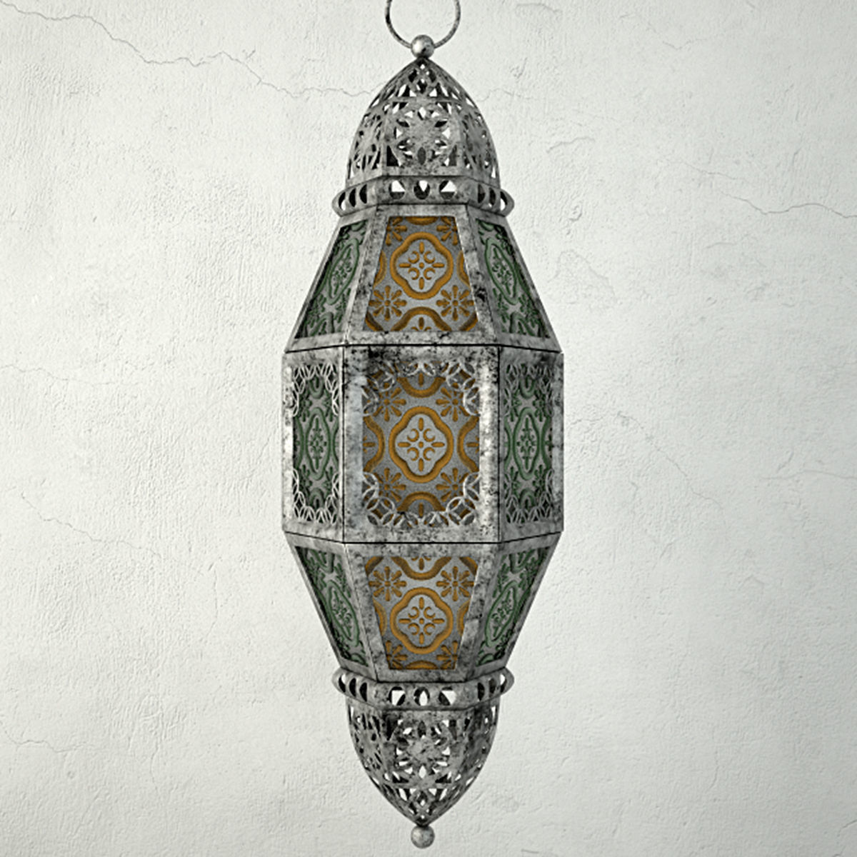 Metal Moroccan Lantern 3D model_3