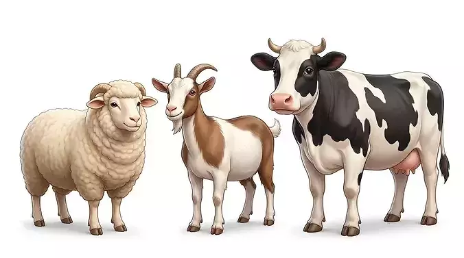 Eid Animals Sheep Goat Cow 3D Model