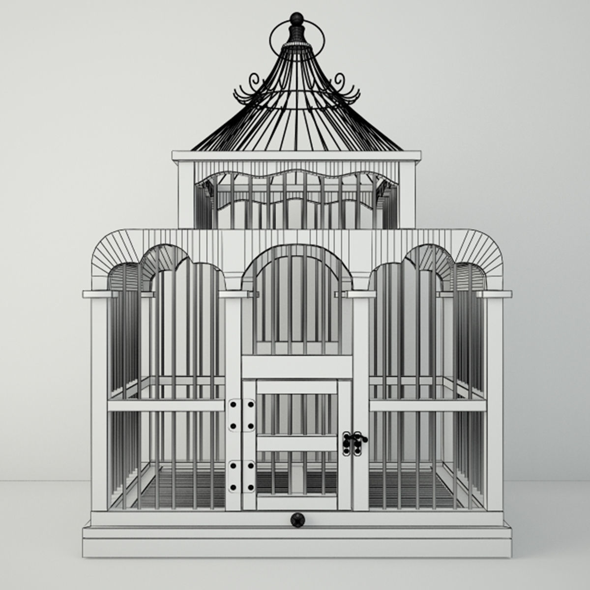 Red Decorative Cage by ZARA HOME 3D model_2