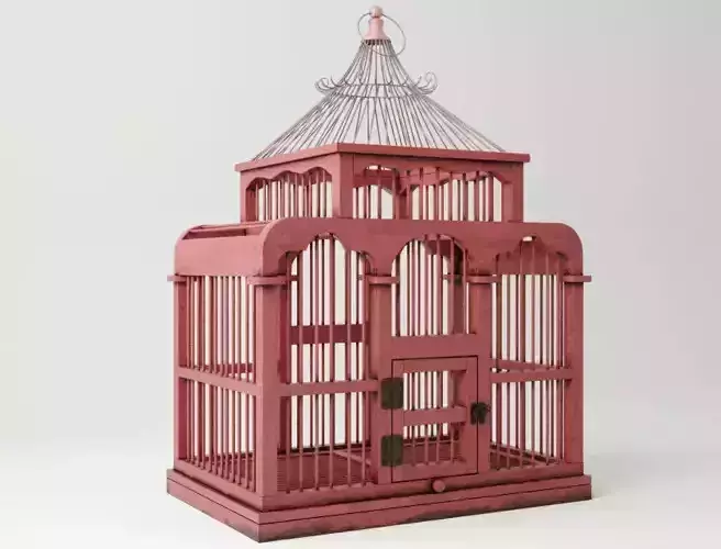 Red Decorative Cage by ZARA HOME 3D model