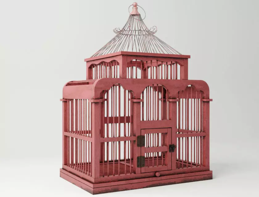 Red Decorative Cage by ZARA HOME 3D model_0