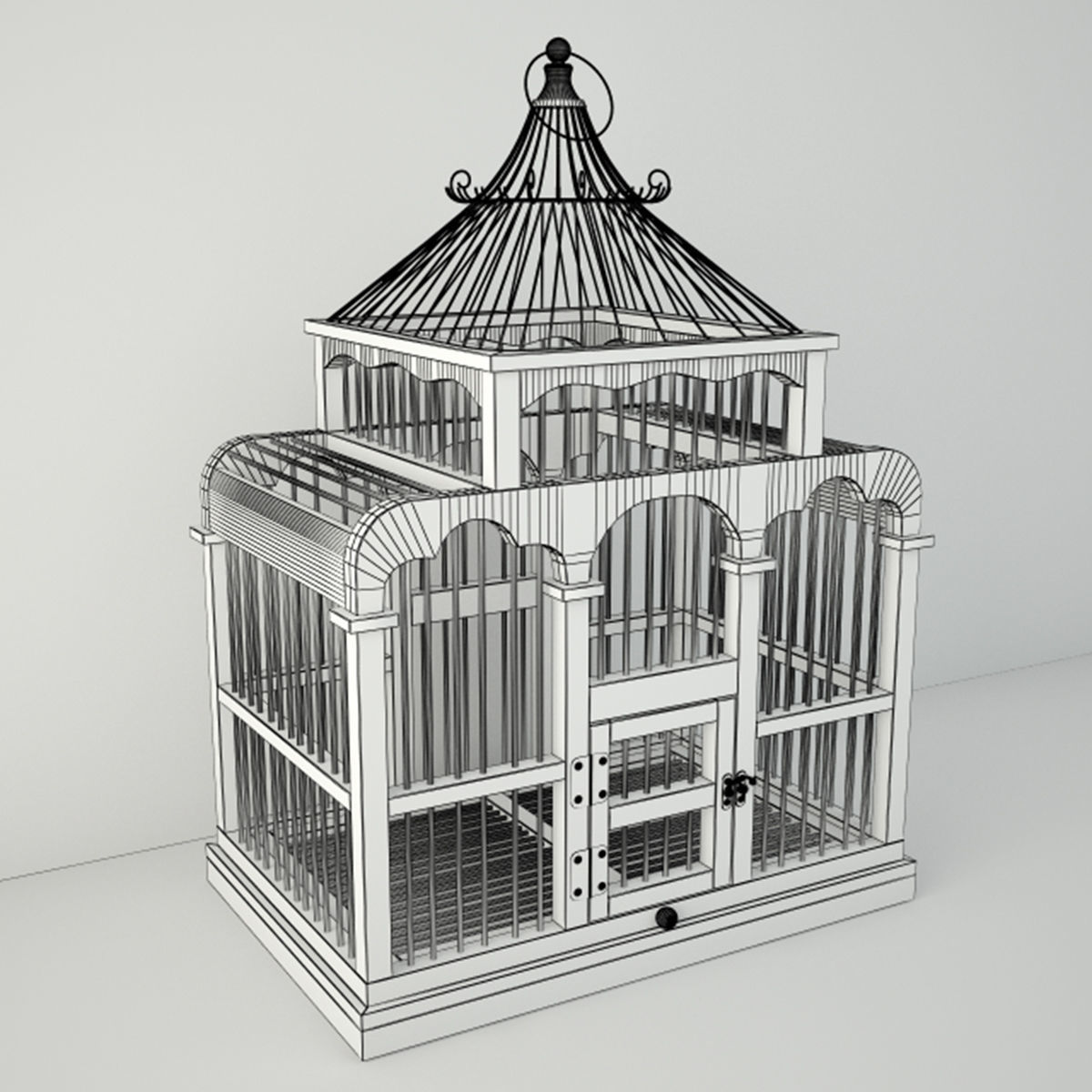 Red Decorative Cage by ZARA HOME 3D model_4