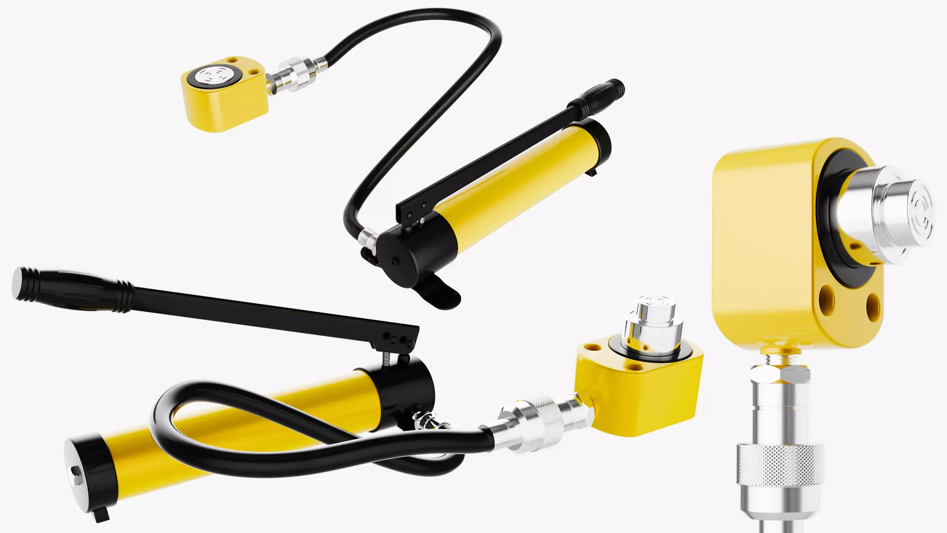 Compact Hydraulic Cylinder with hand pump 3D model