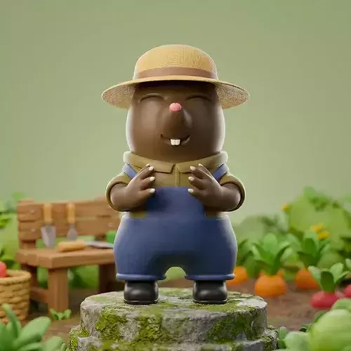 Farmer Rusty  Cute Mole Farmer Character
