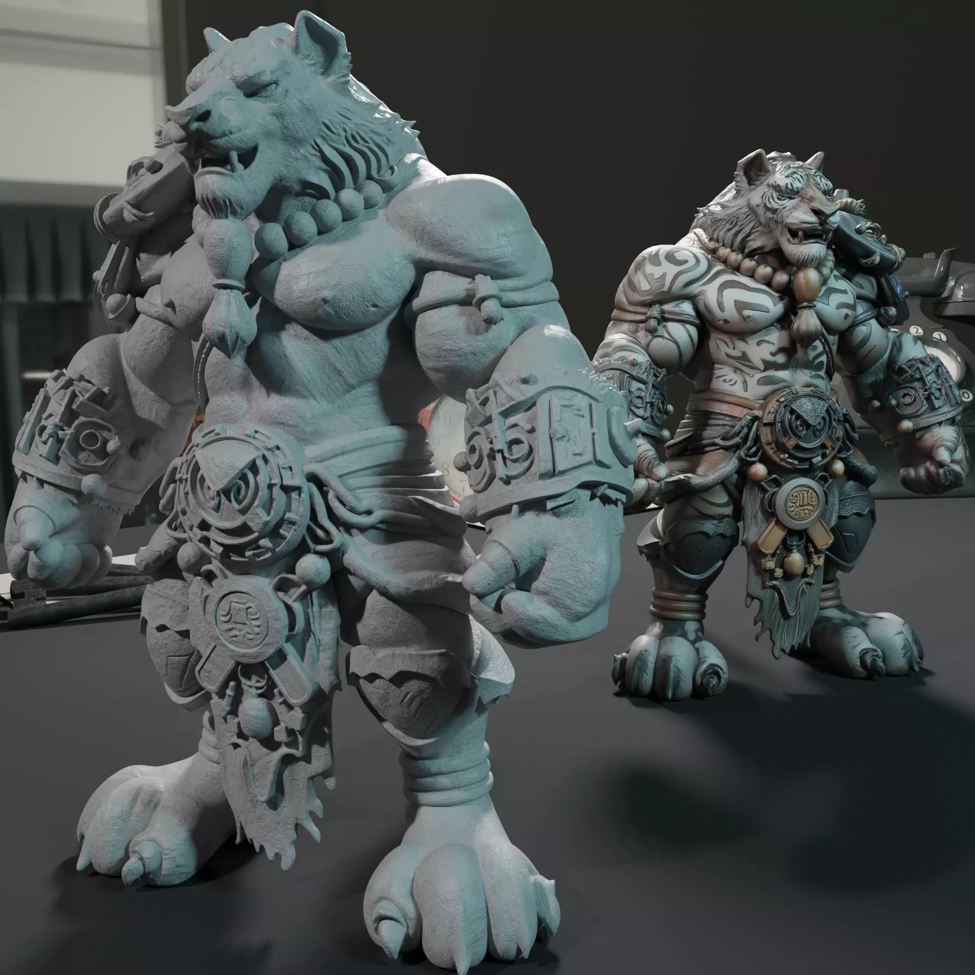 Tiger Beast Warrior STL 3D Print Model Fantasy Statue 3D print model