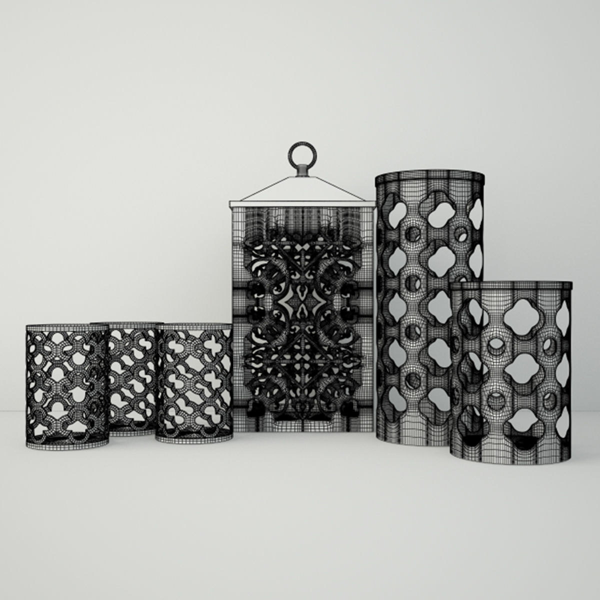 Cutout Candleholders 3D model_2