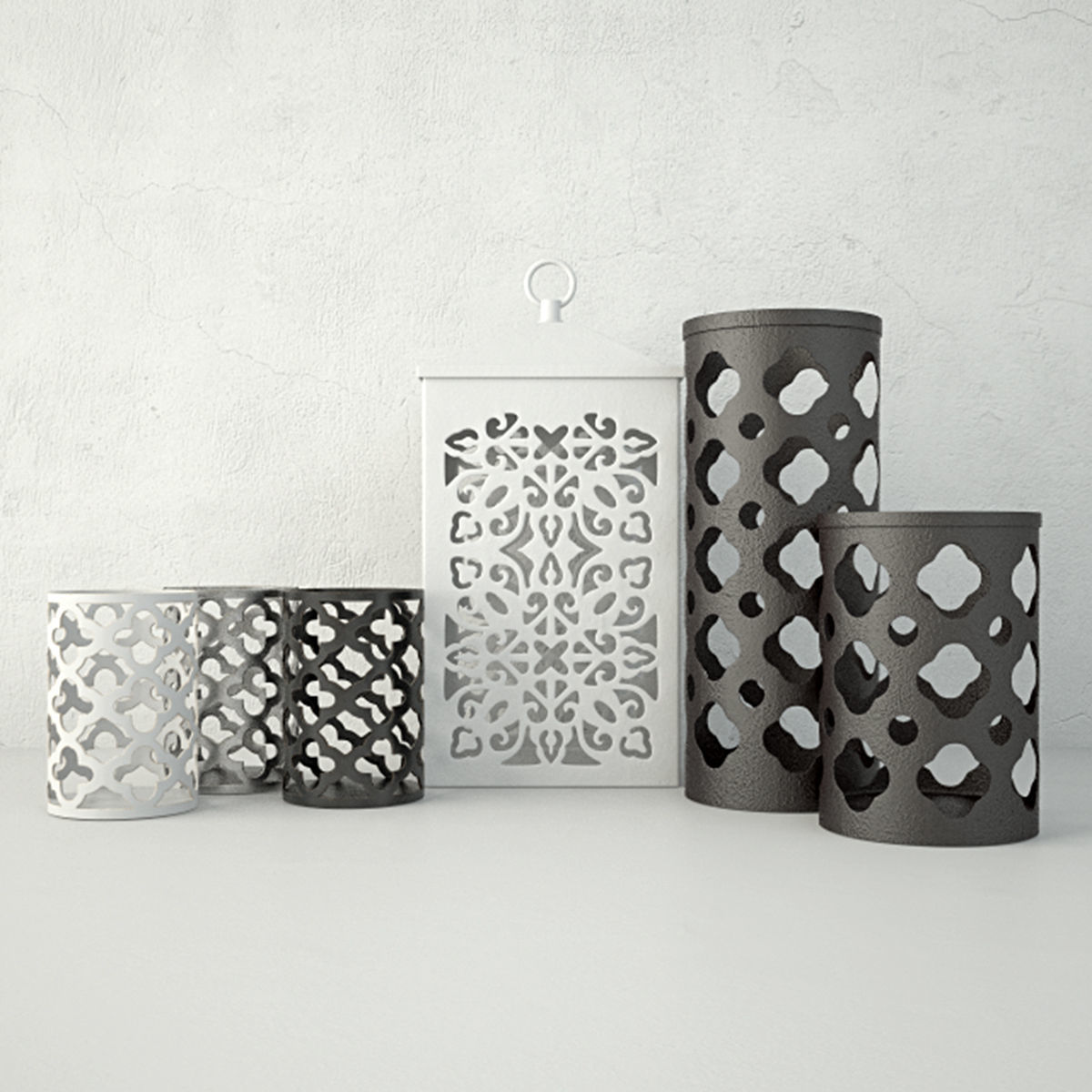 Cutout Candleholders 3D model_1