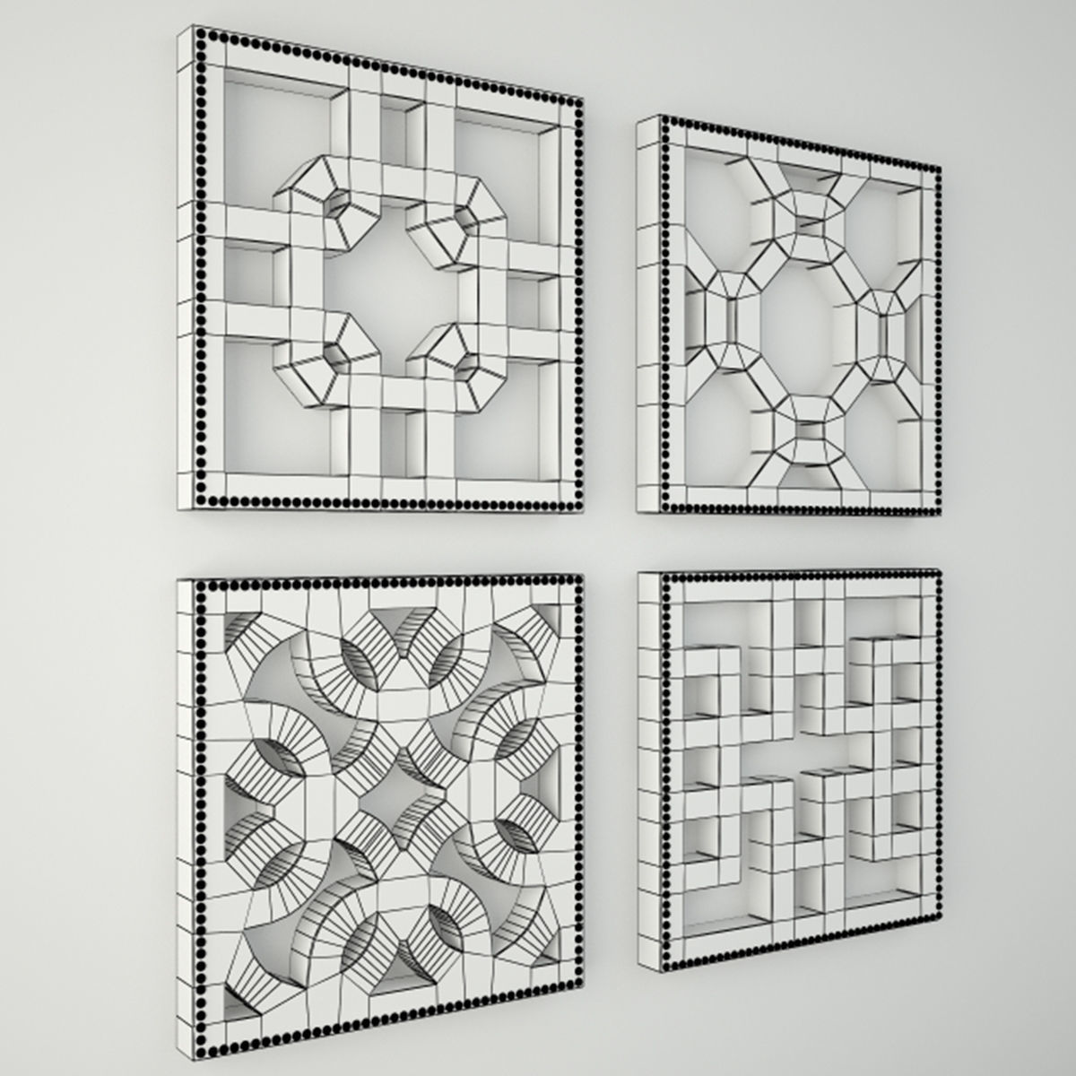 Lattice Wall Decor Set 3D model_4
