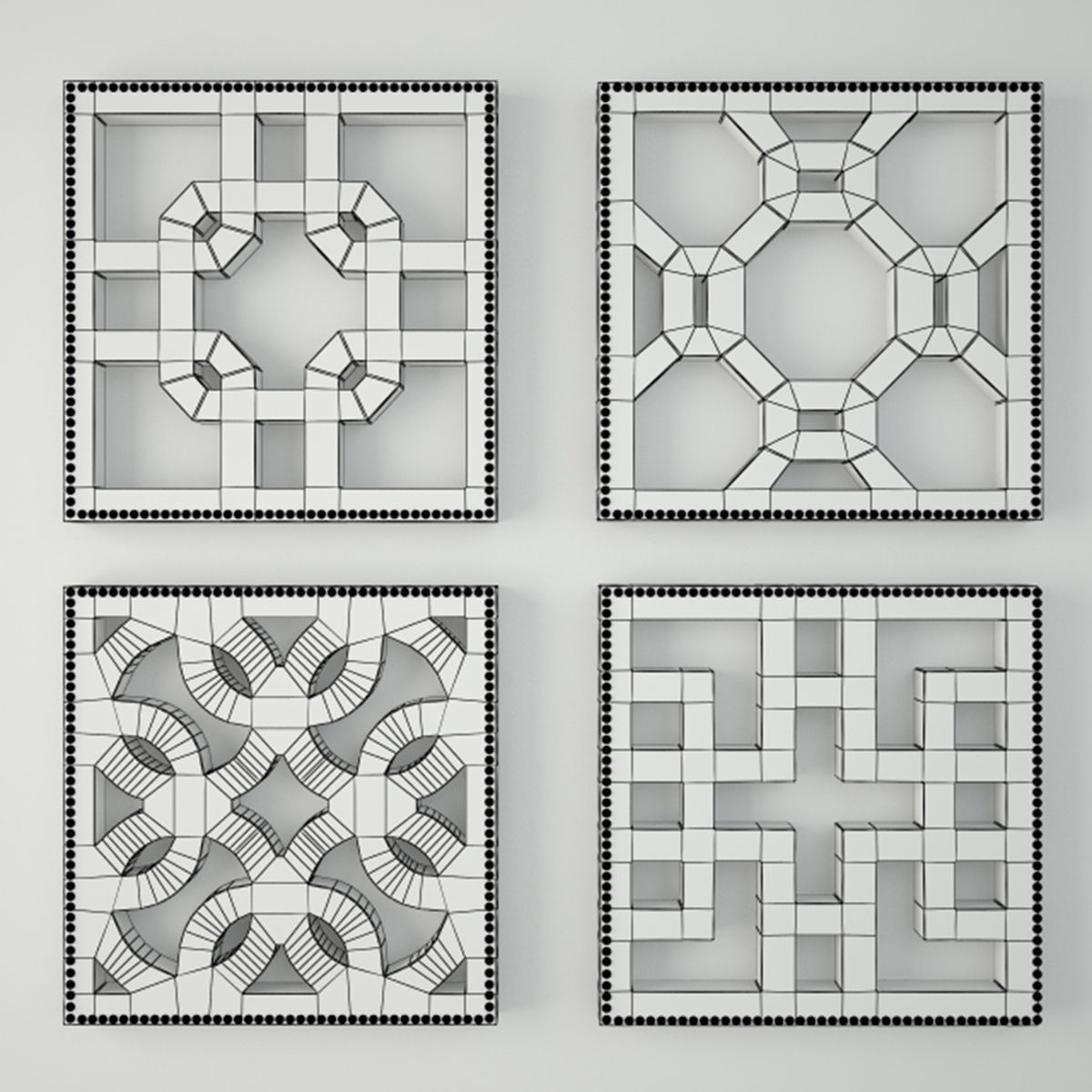 Lattice Wall Decor Set 3D model_2