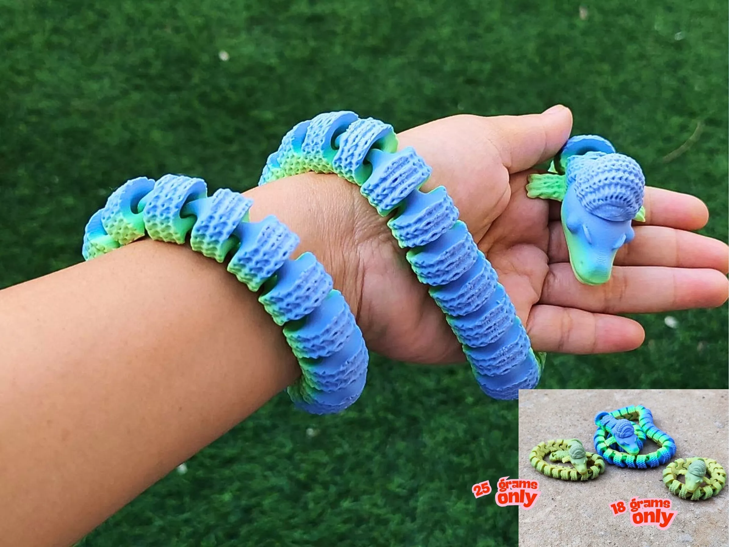 Cute Araticulated Knitted Snake Print in place 3 models 3D print model