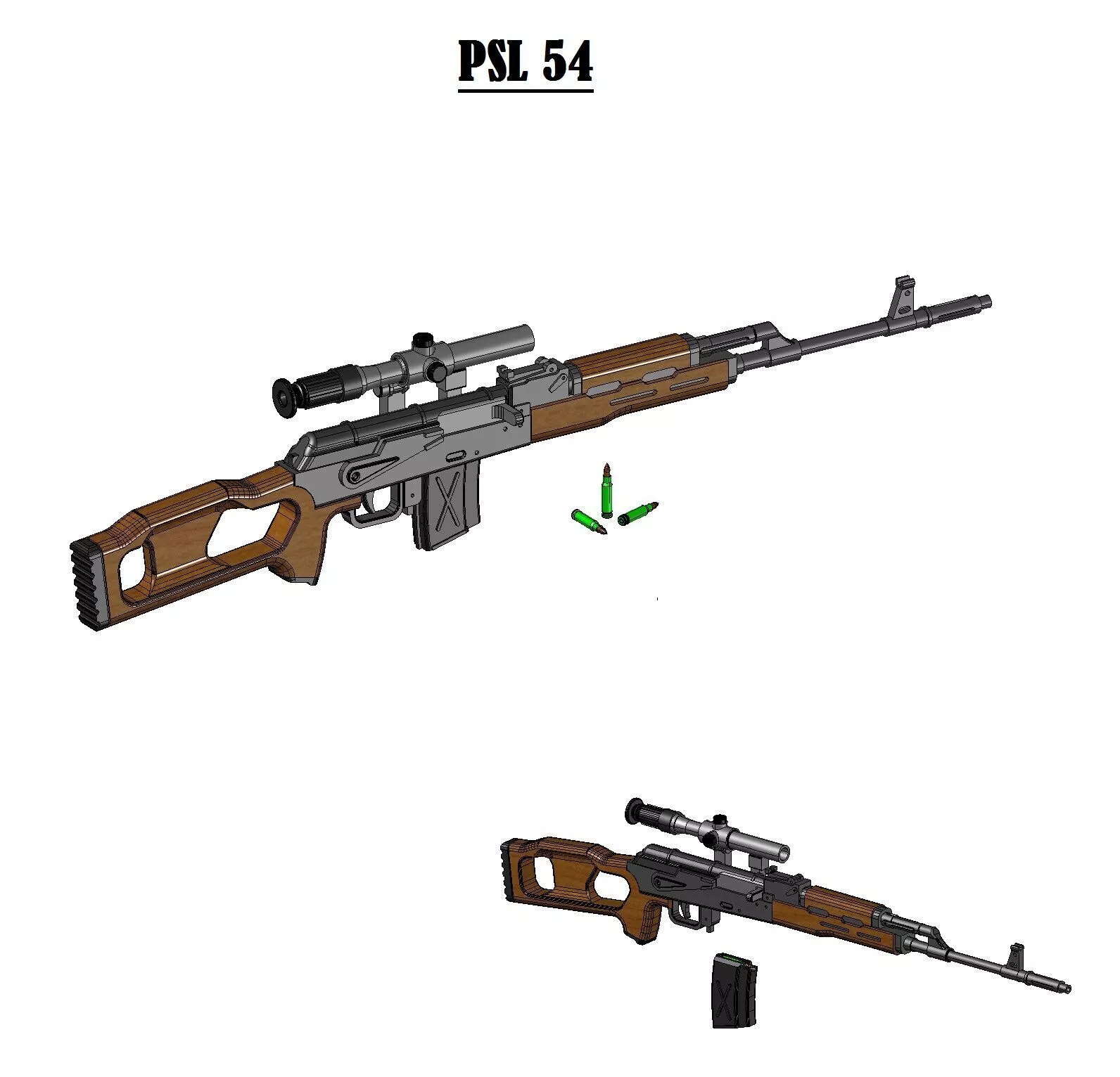 TOY AND DECOR PSL 54 SNIPER RIFLE 3D print model