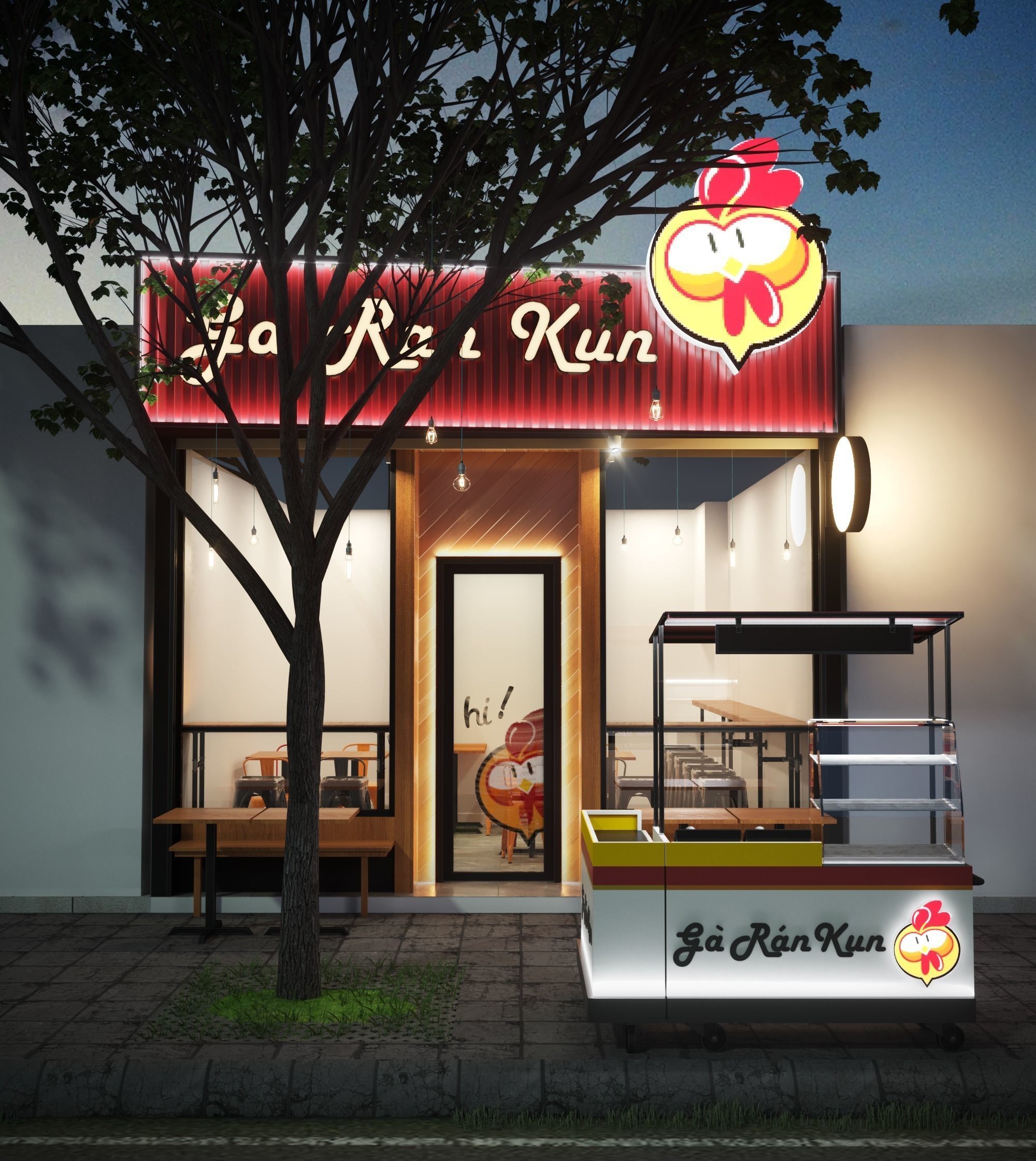 fried chicken shop Free 3D model_2