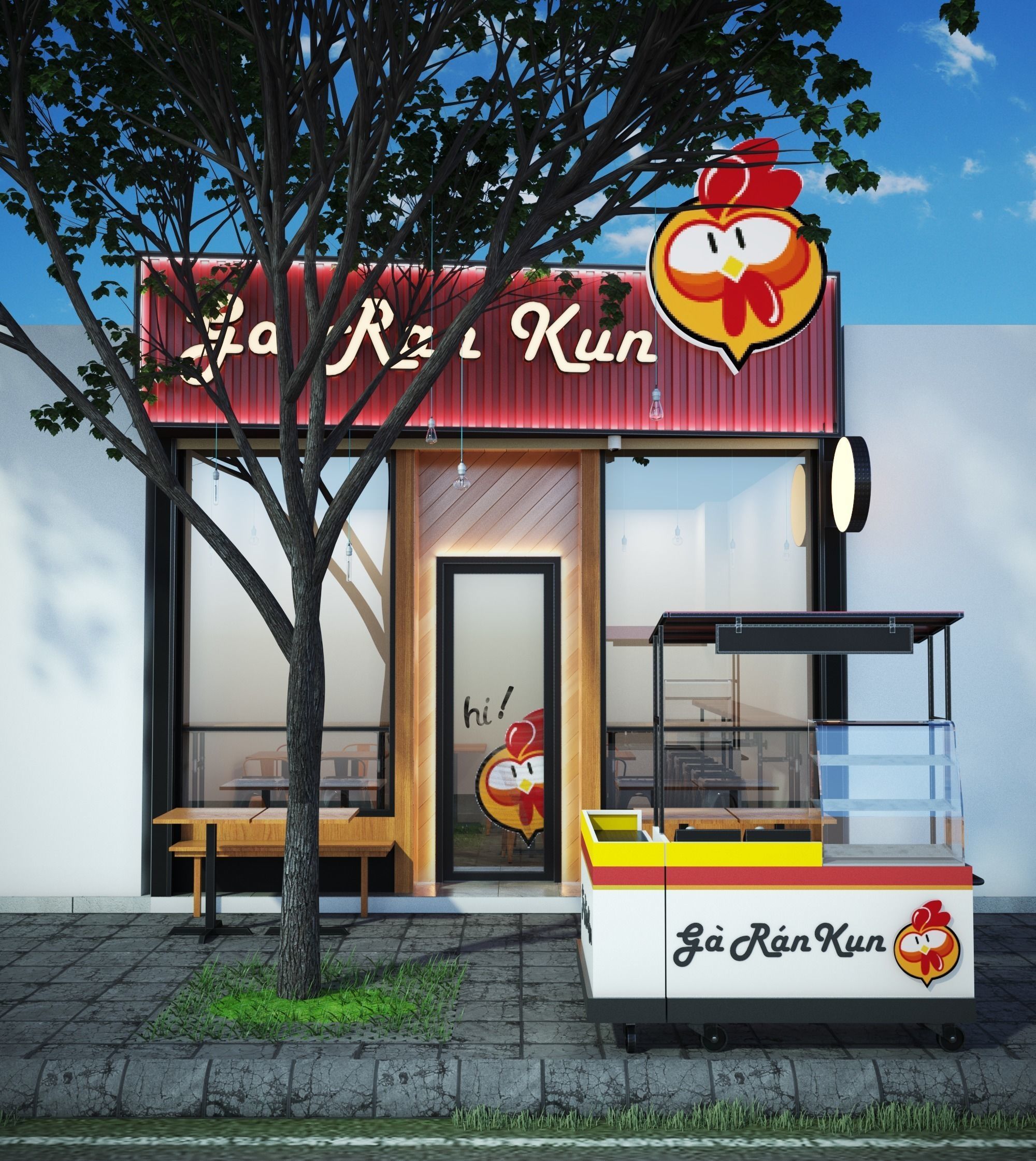 fried chicken shop Free 3D model_1