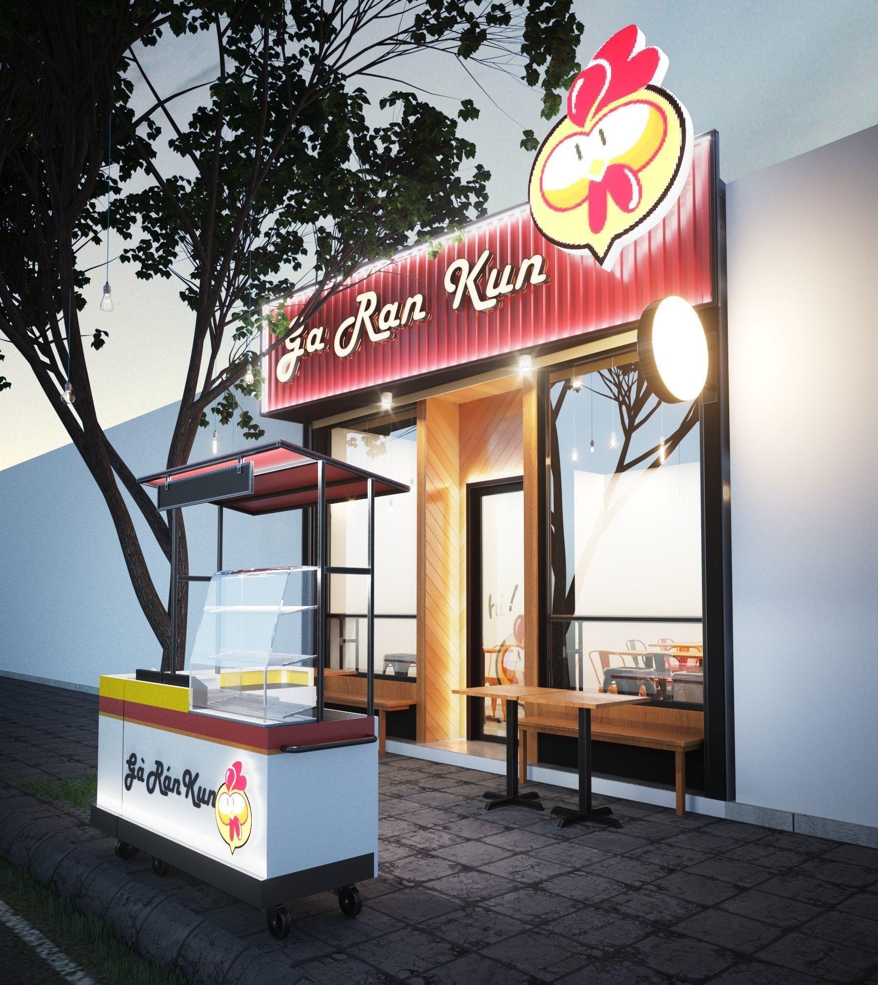 fried chicken shop Free 3D model_0
