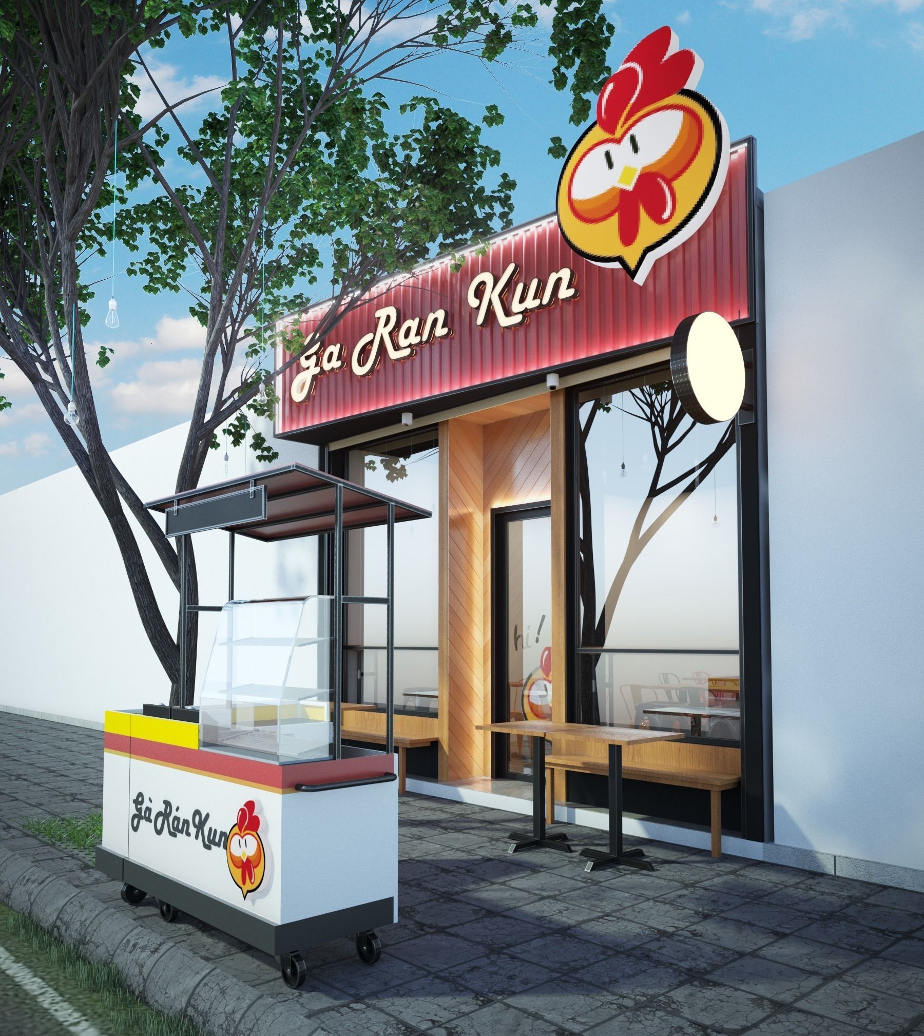 fried chicken shop Free 3D model_3