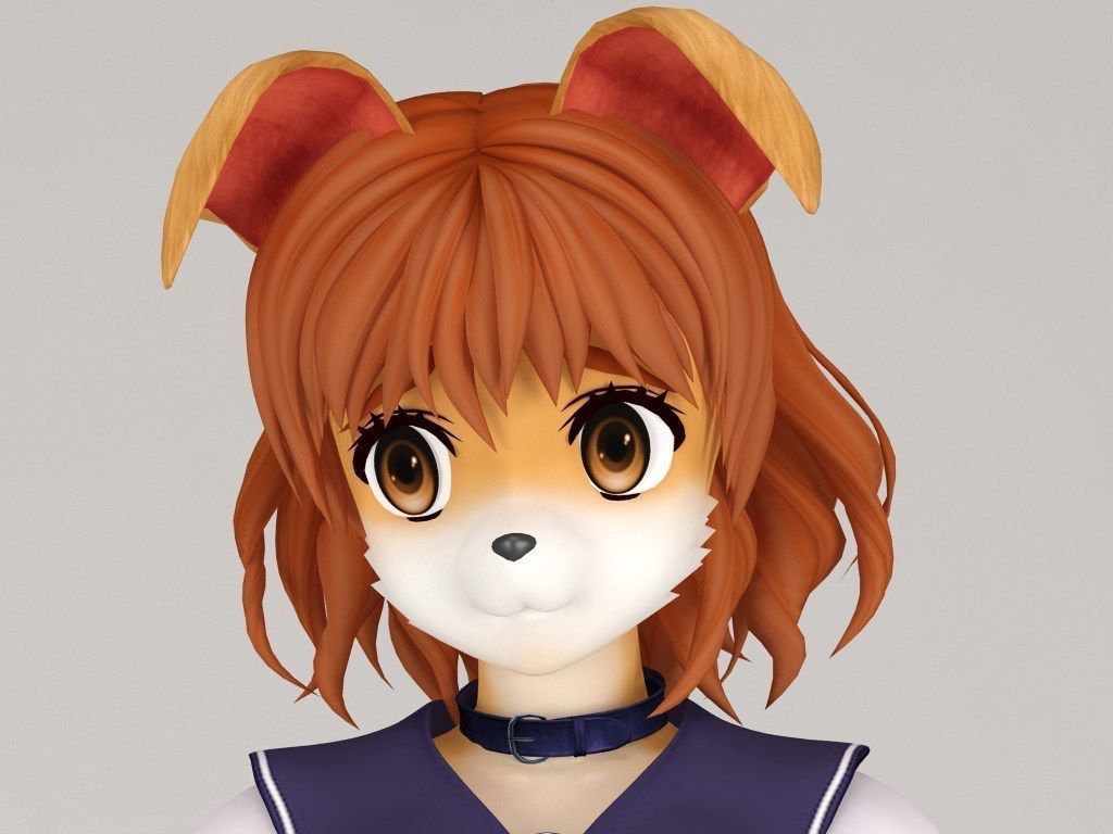 Inuko anime creature pose 01 3D model_1