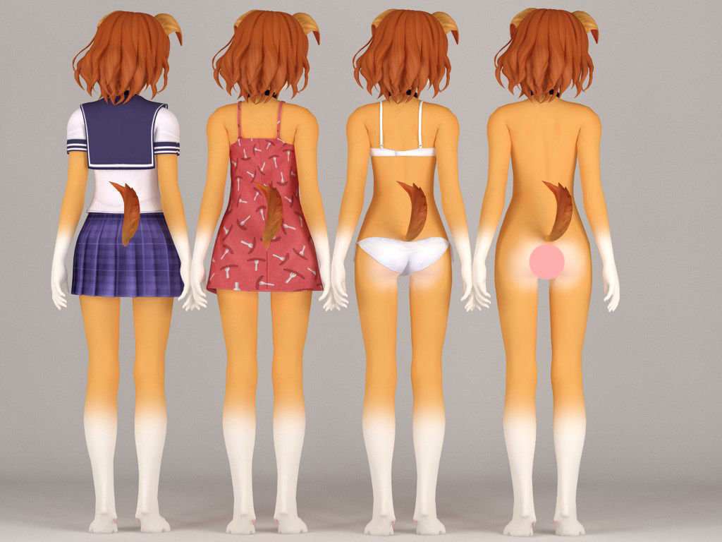 Inuko anime creature pose 01 3D model_5