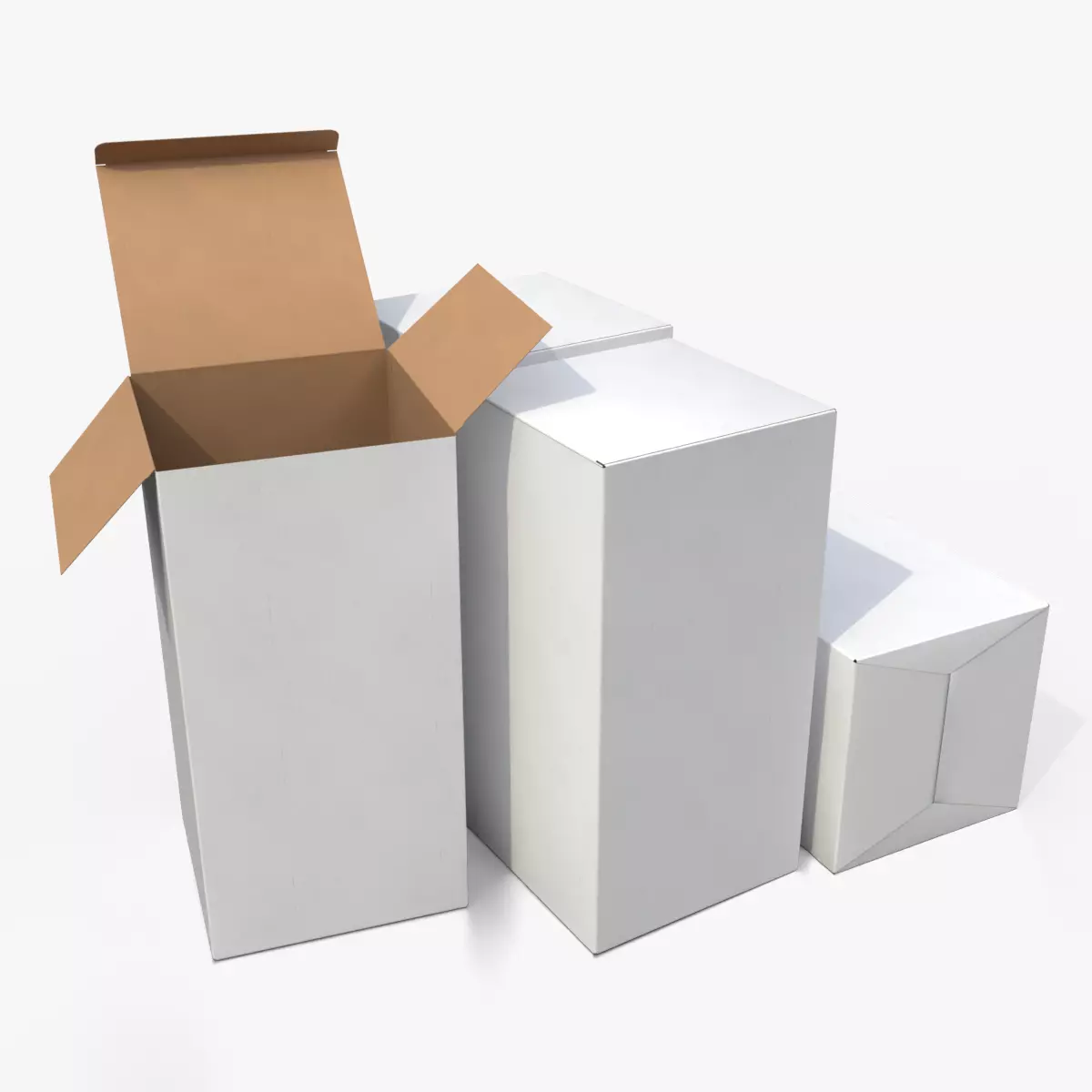 Tuck Top Box - White Tall Packaging Box Low-poly 3D model