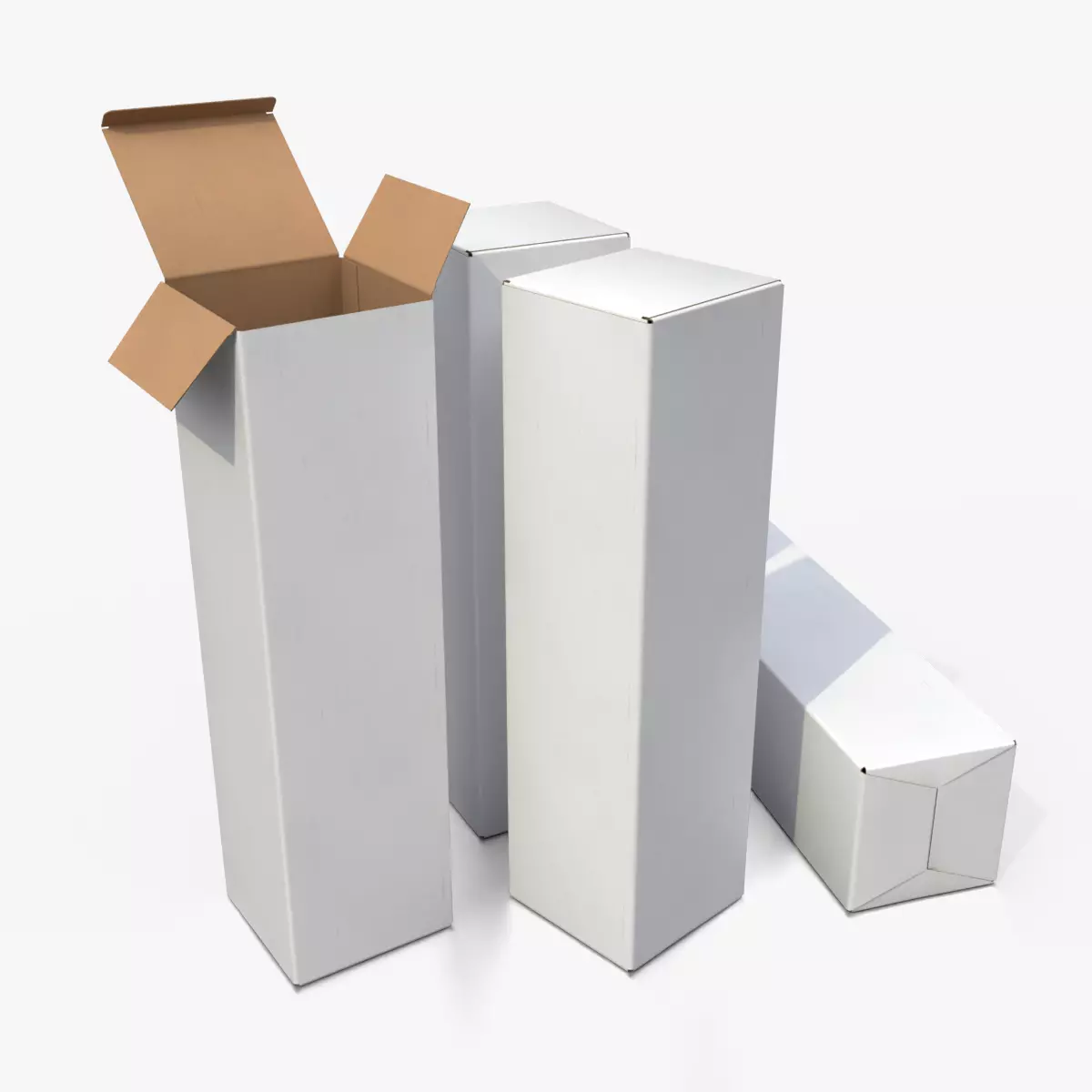 Tuck Top Box - White Tall Narrow Packaging Box Low-poly 3D model