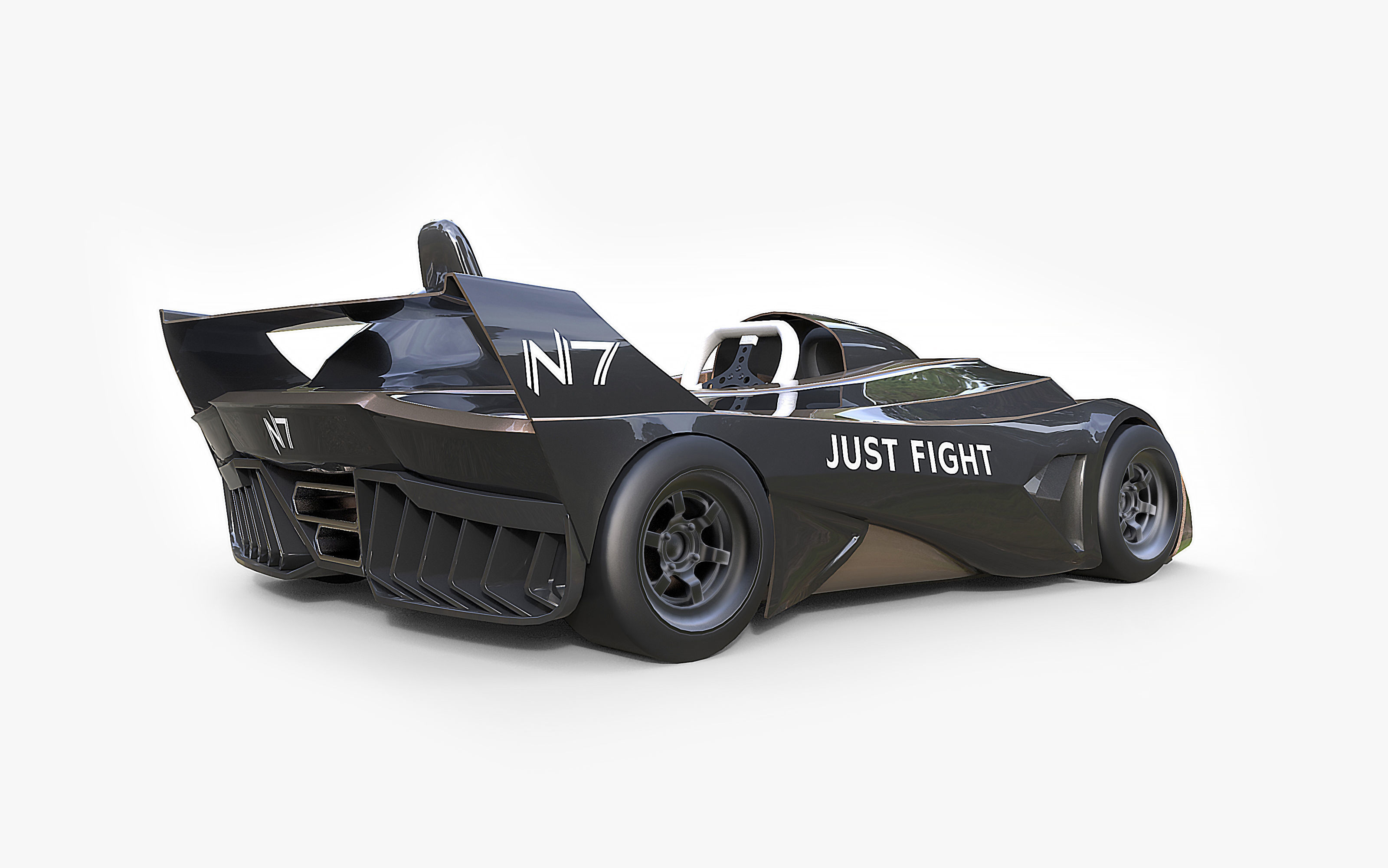 Futuristic Superkart Low-poly 3D model_8