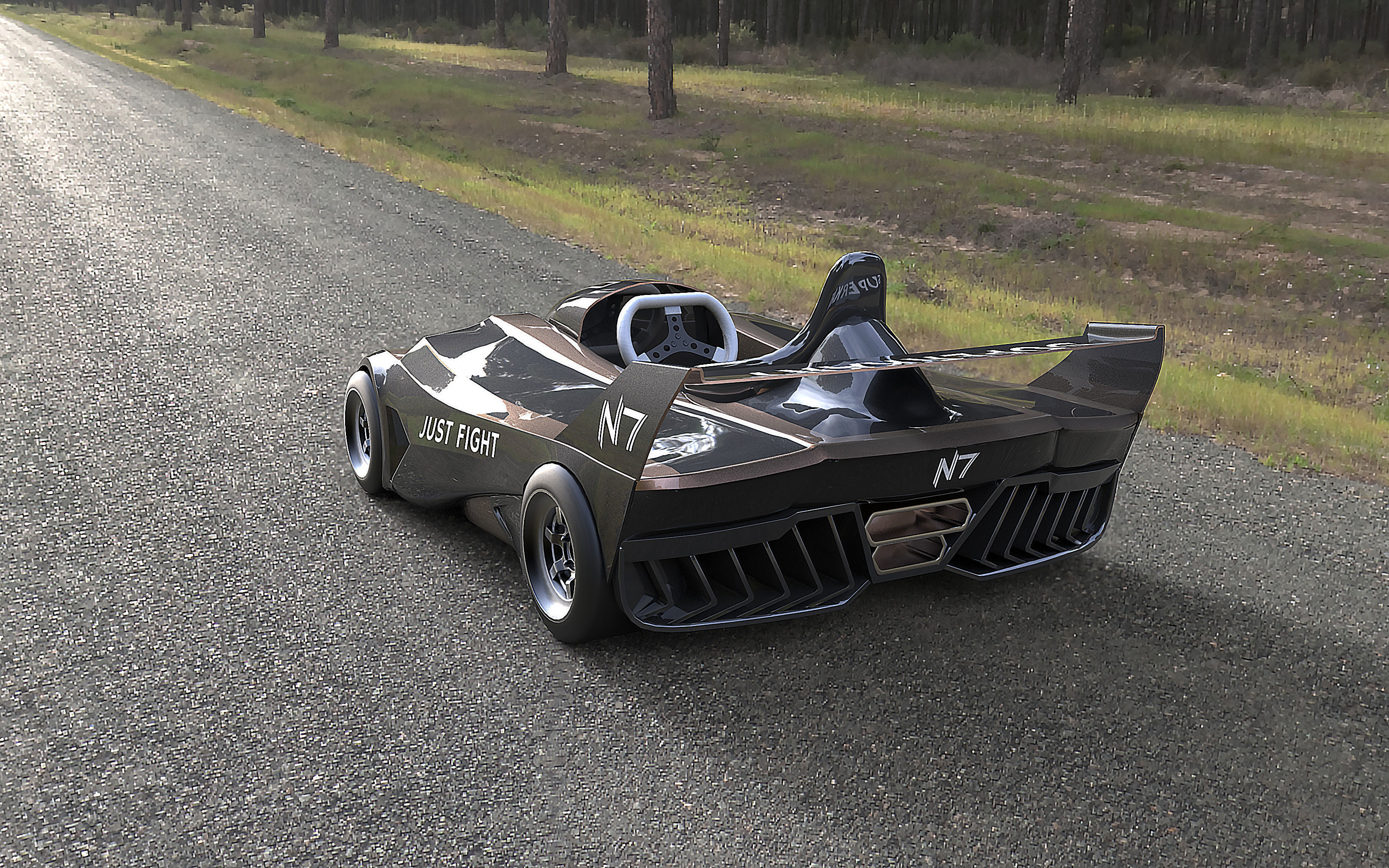 Futuristic Superkart Low-poly 3D model_3