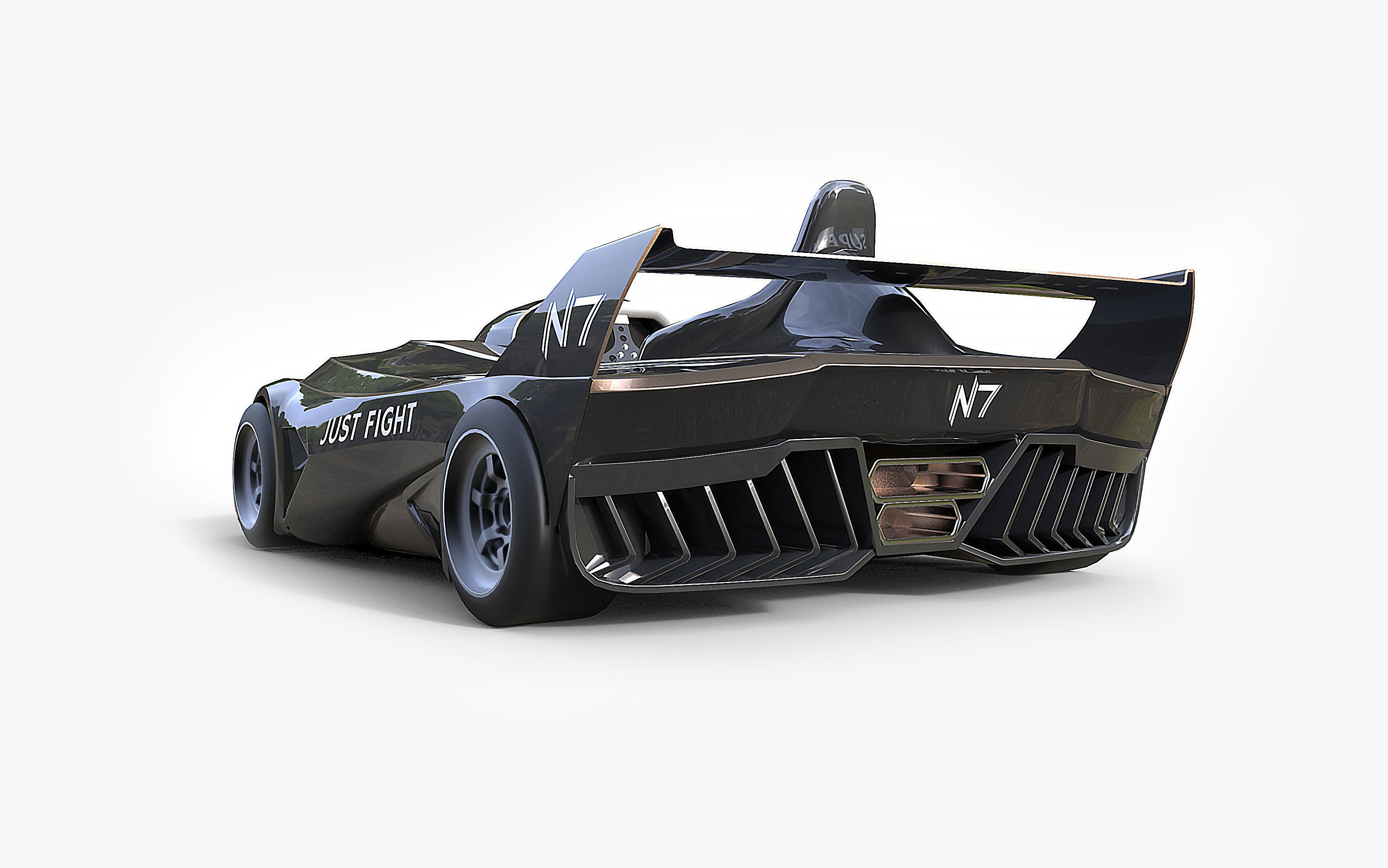 Futuristic Superkart Low-poly 3D model_5