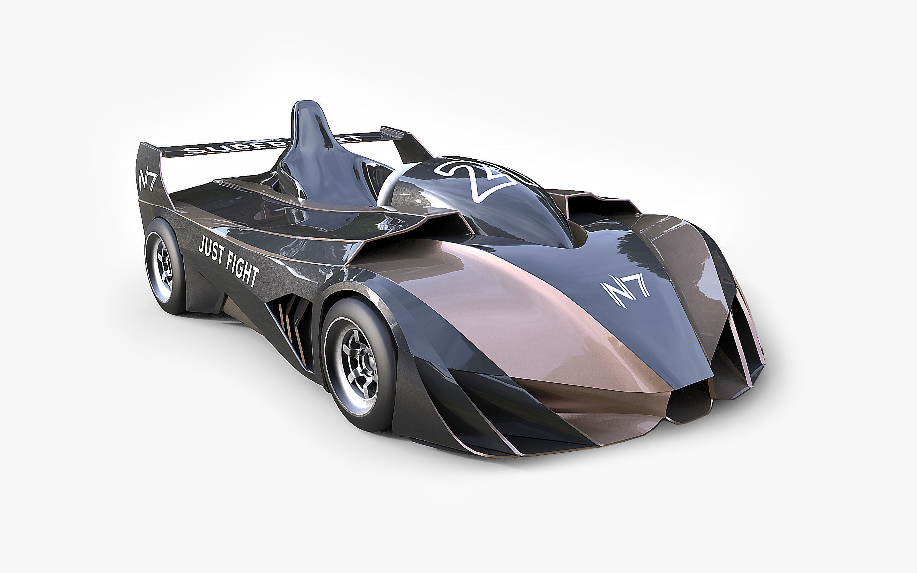 Futuristic Superkart Low-poly 3D model_1