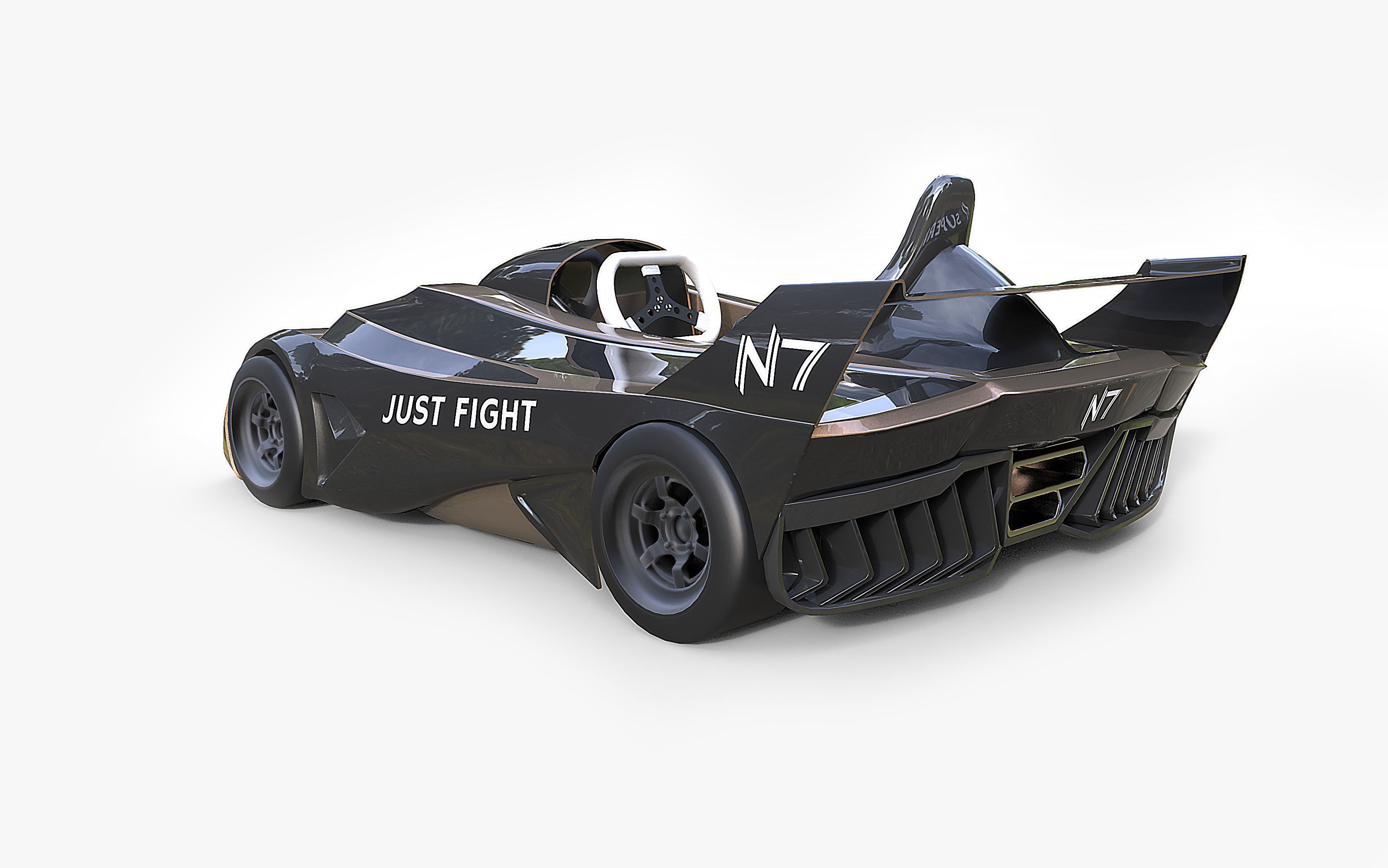 Futuristic Superkart Low-poly 3D model_6