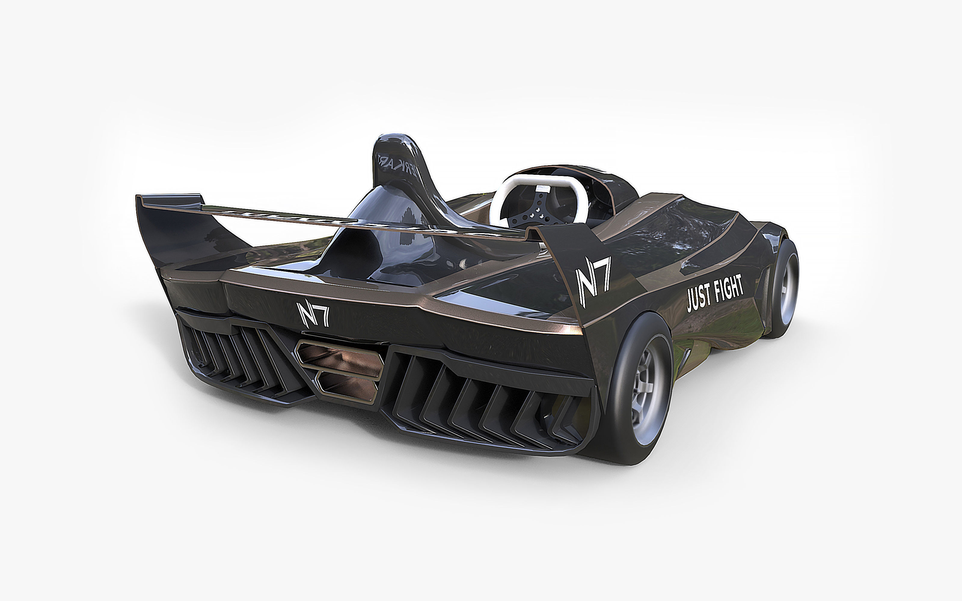 Futuristic Superkart Low-poly 3D model_7