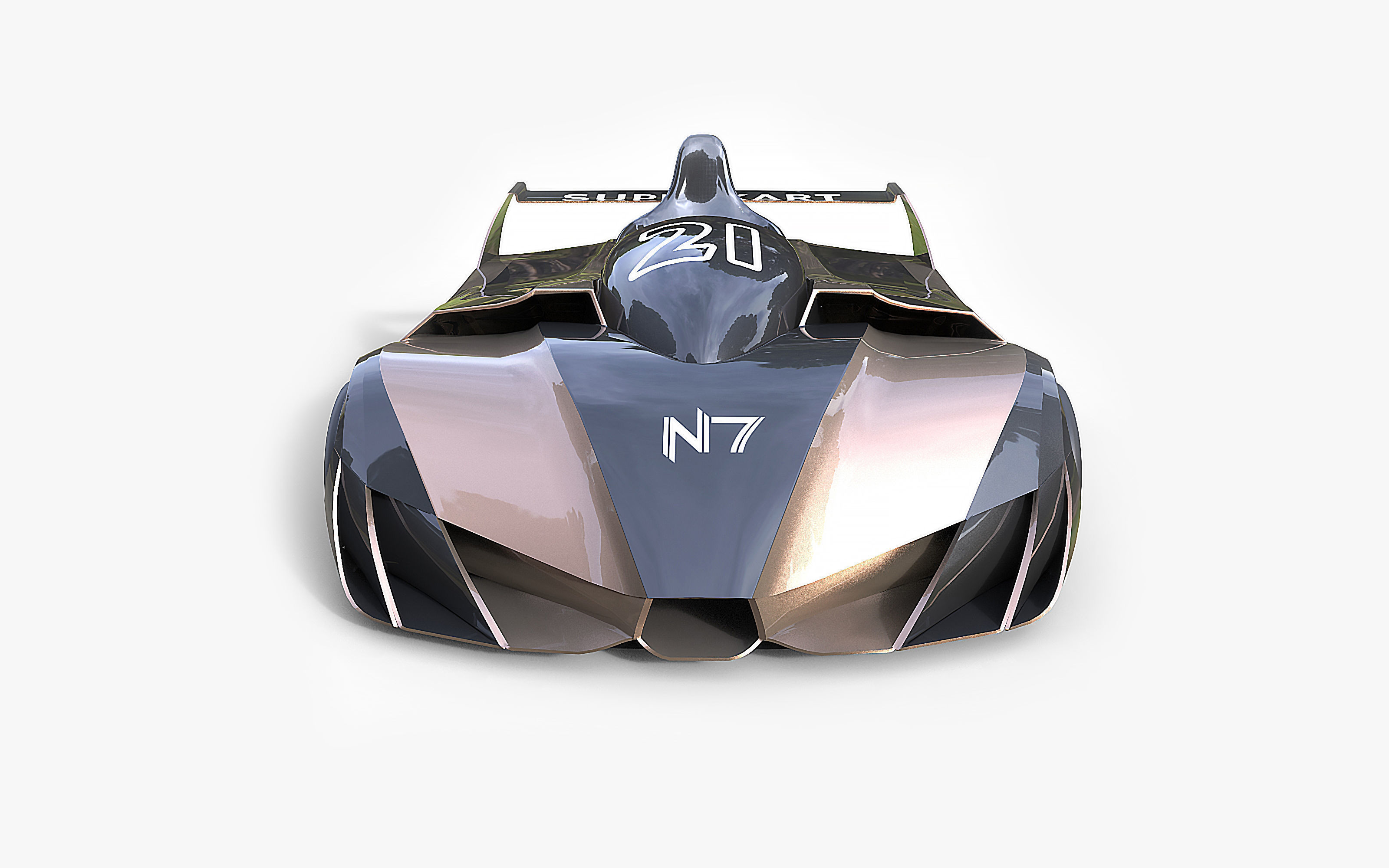 Futuristic Superkart Low-poly 3D model_9