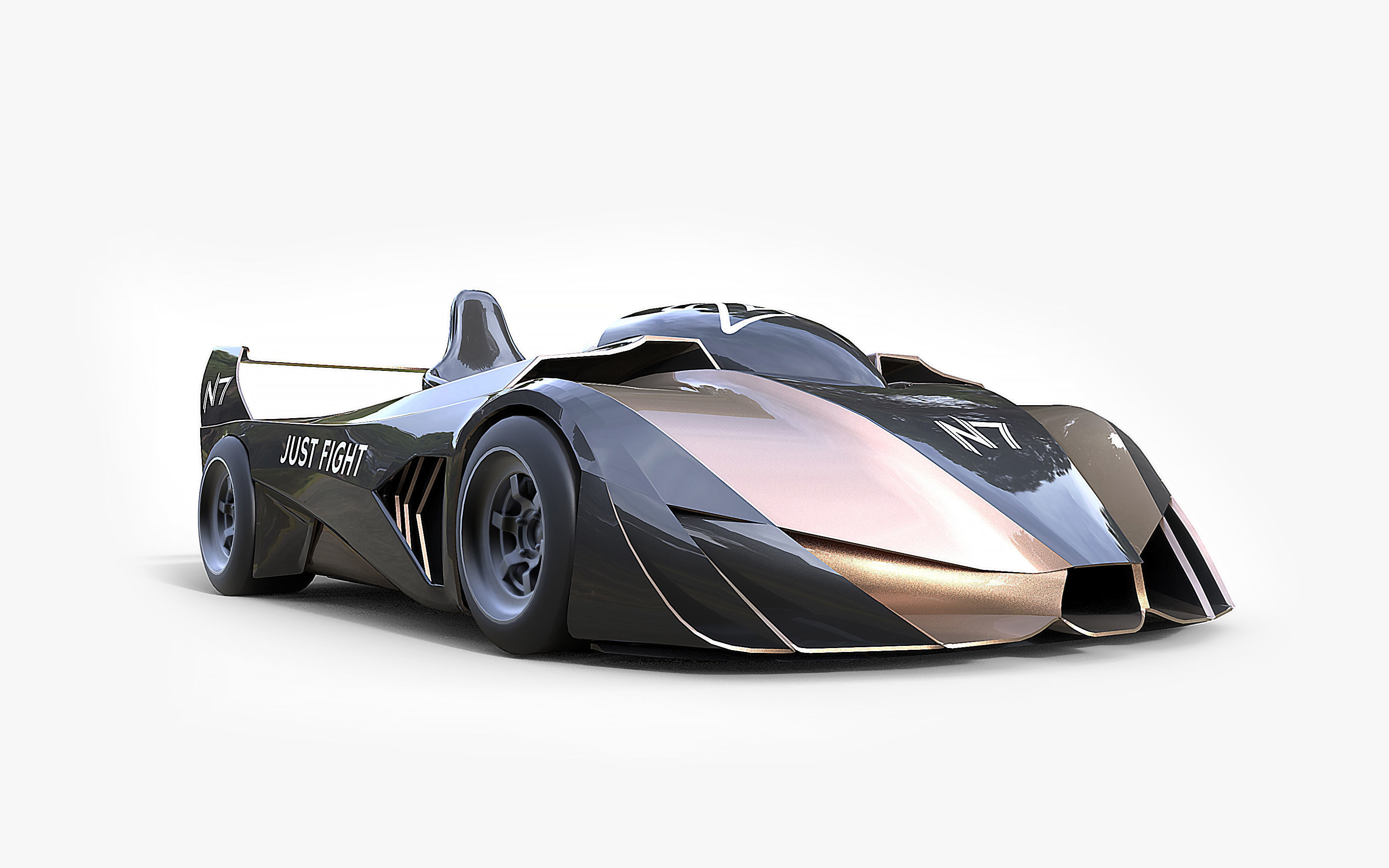 Futuristic Superkart Low-poly 3D model_4