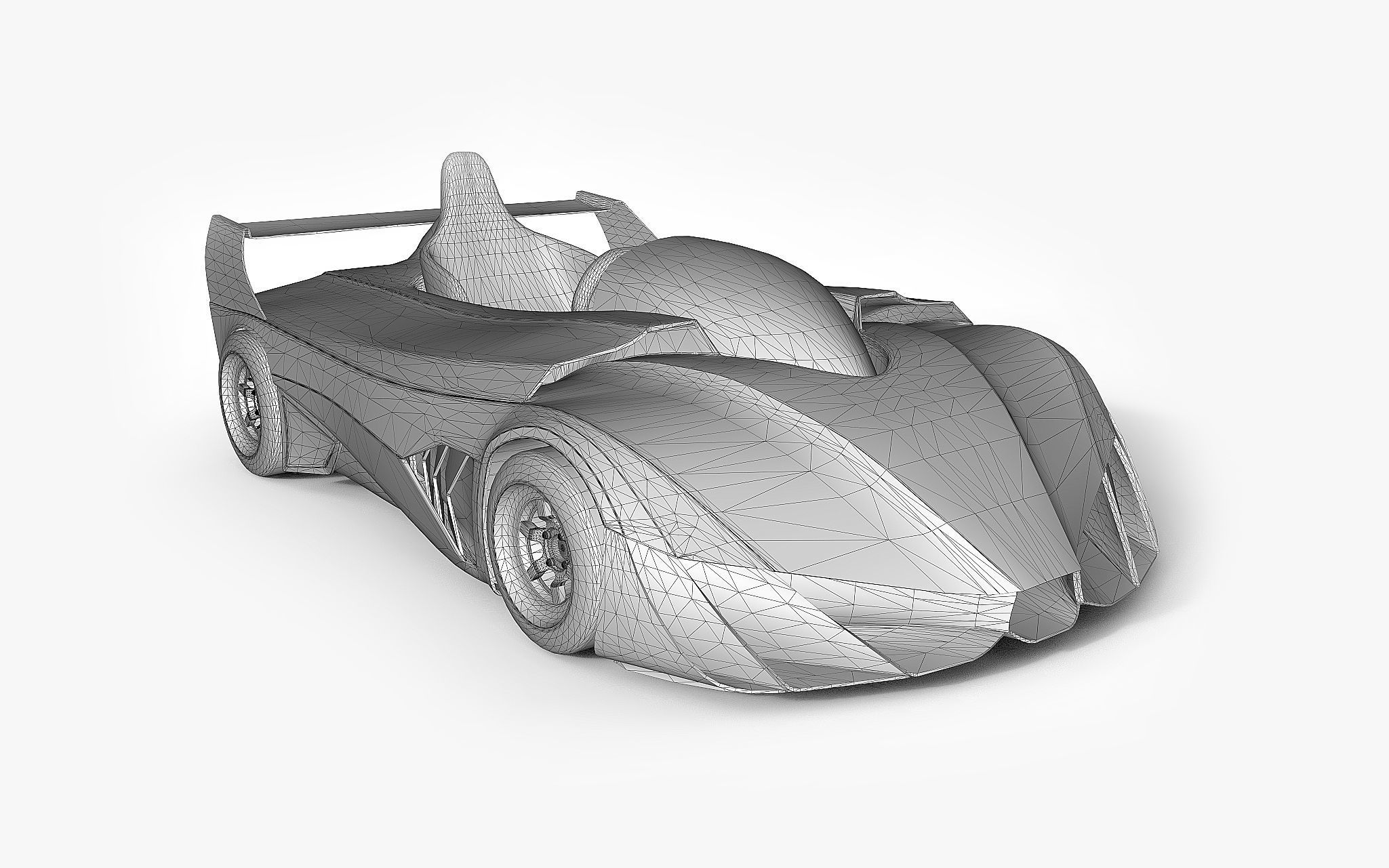 Futuristic Superkart Low-poly 3D model_12