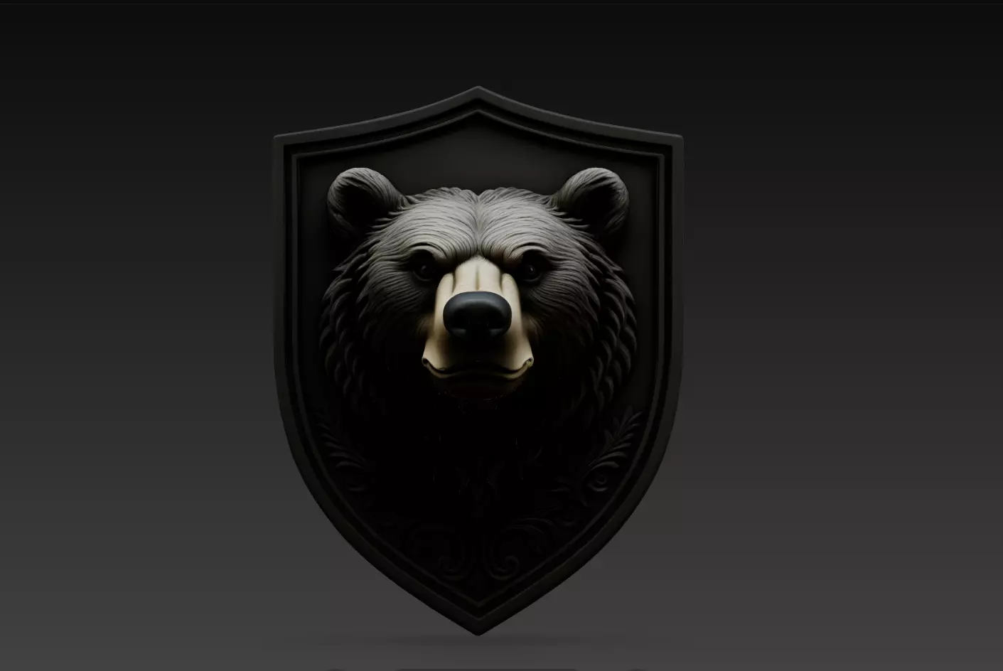Bear Head Shield Relief Animal Wall Decor STL 3D Model 3D print model