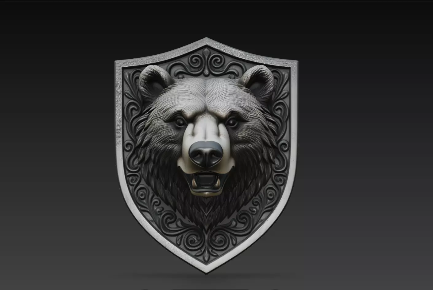 Bear Head Shield Relief Wildlife Wall Decor STL 3D Model 3D print model