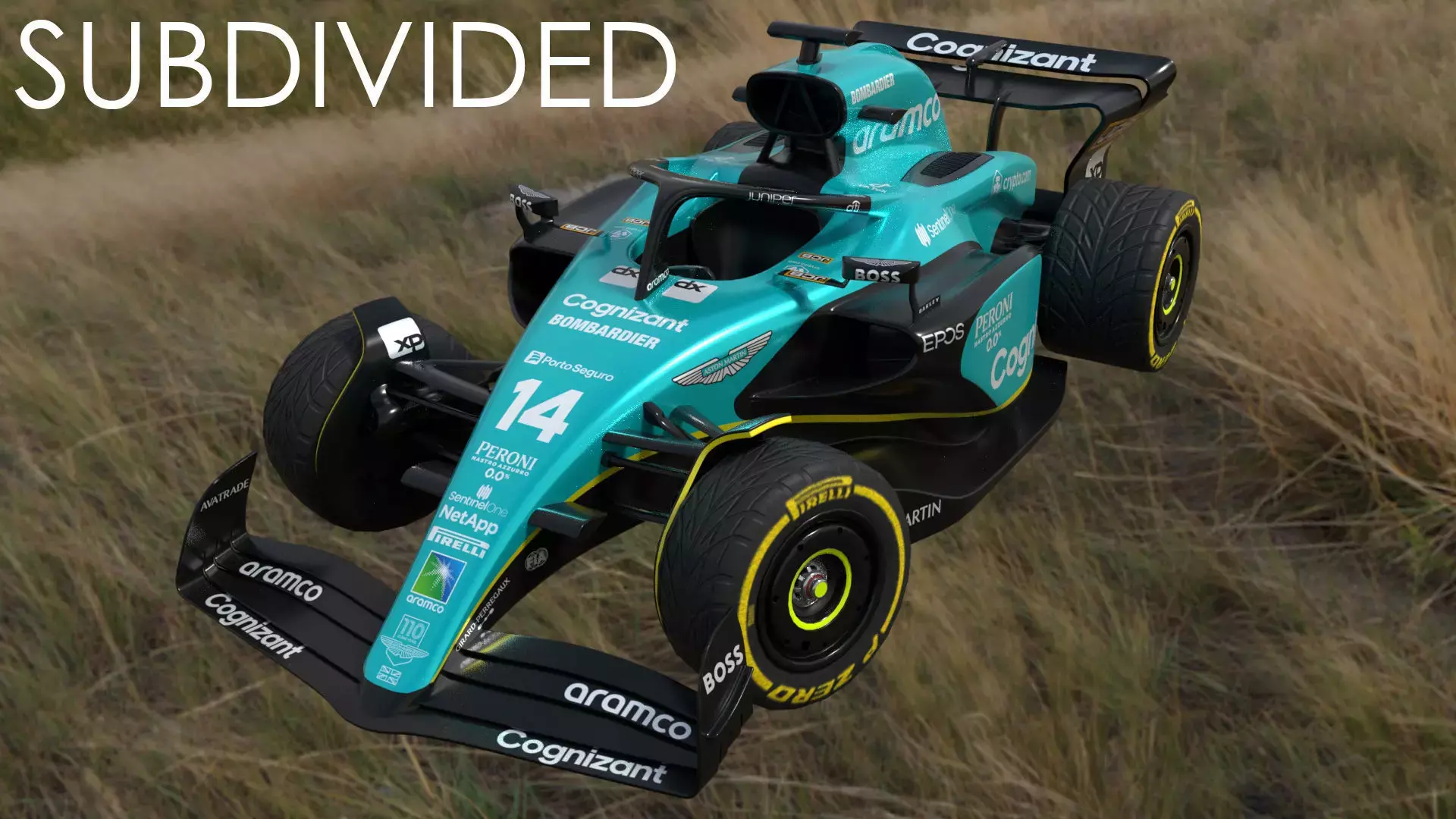 Rigged Cartoon Aston Martin AMR23 Low-poly 3D model