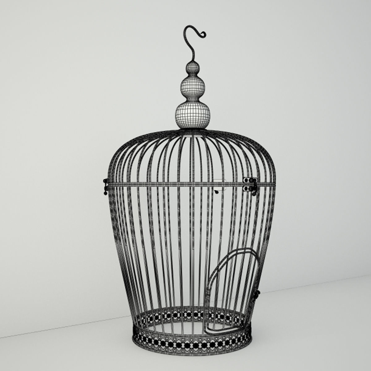 Rusted Metal Bird Cage 3D model_2