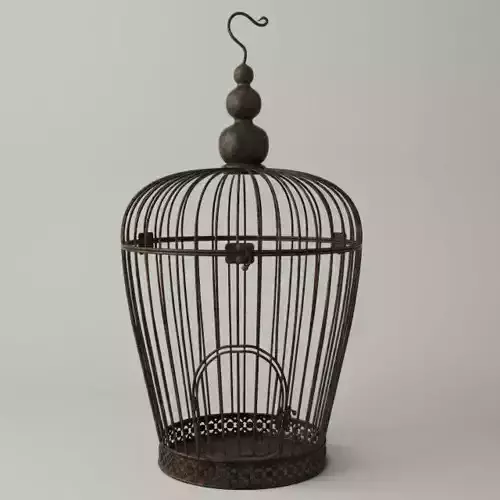 Rusted Metal Bird Cage 3D model