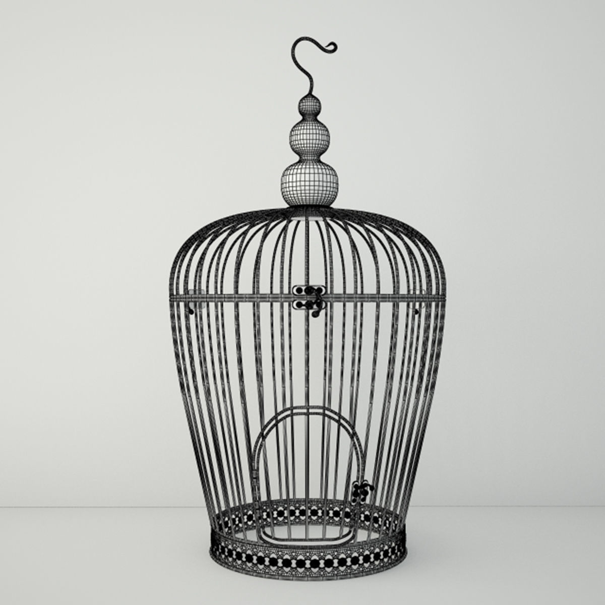 Rusted Metal Bird Cage 3D model_1