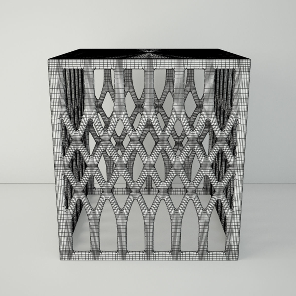 Steel Stool and Table 3D model_4